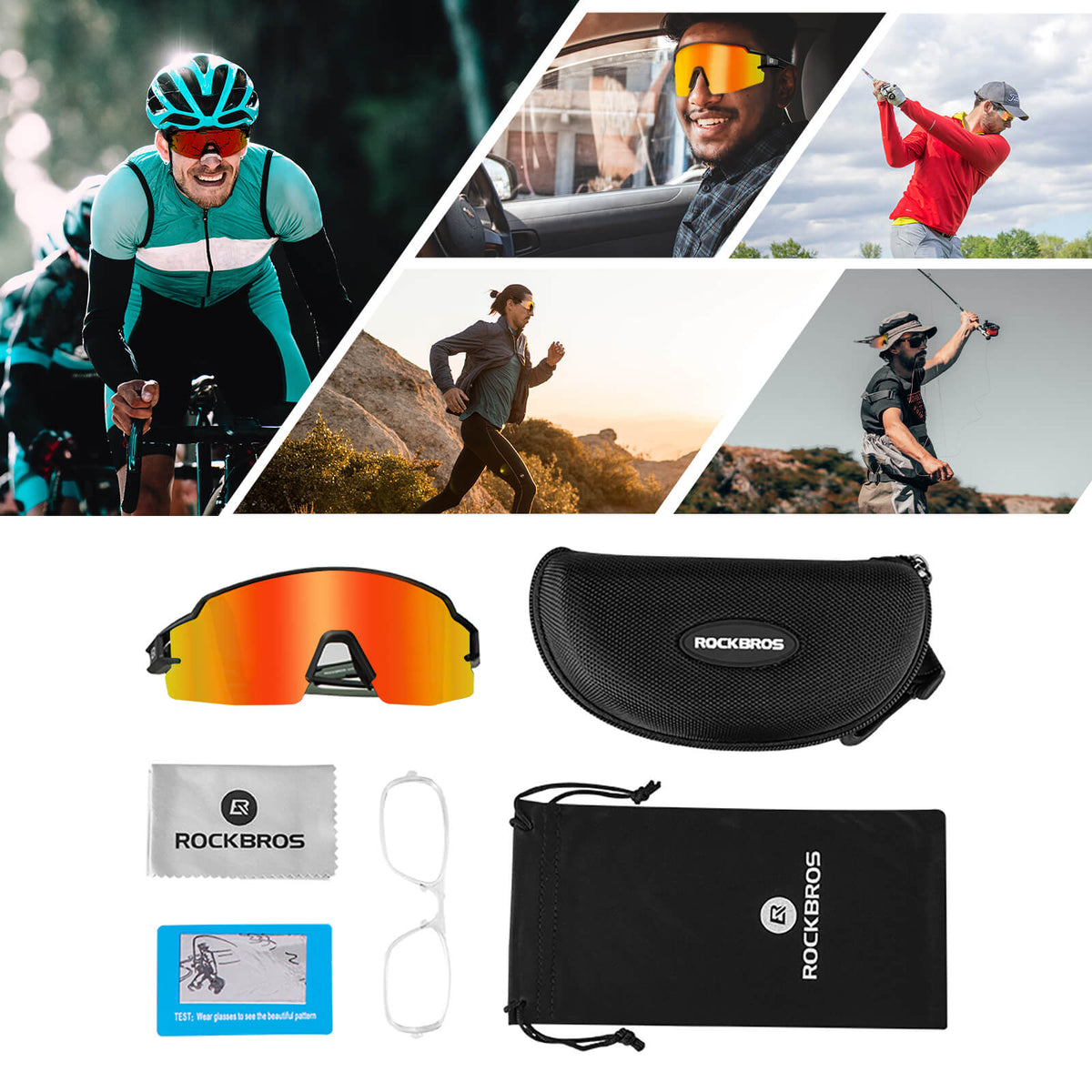 ROCKBROS Lunettes de vélo photochromatiques Solaires Protection UV400