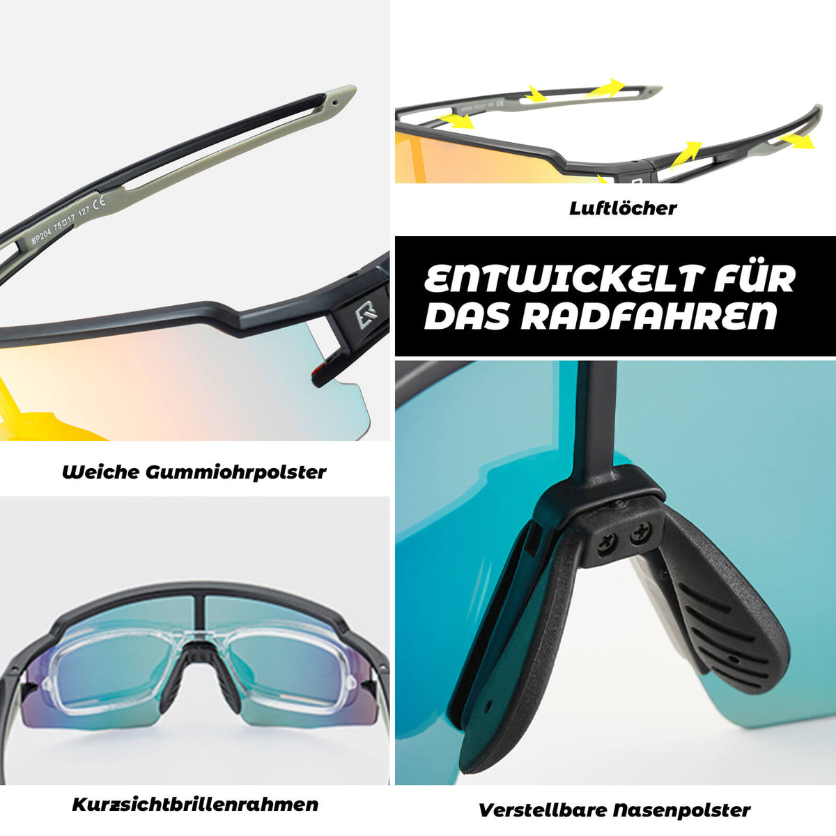 ROCKBROS Lunettes de vélo photochromatiques Solaires Protection UV400