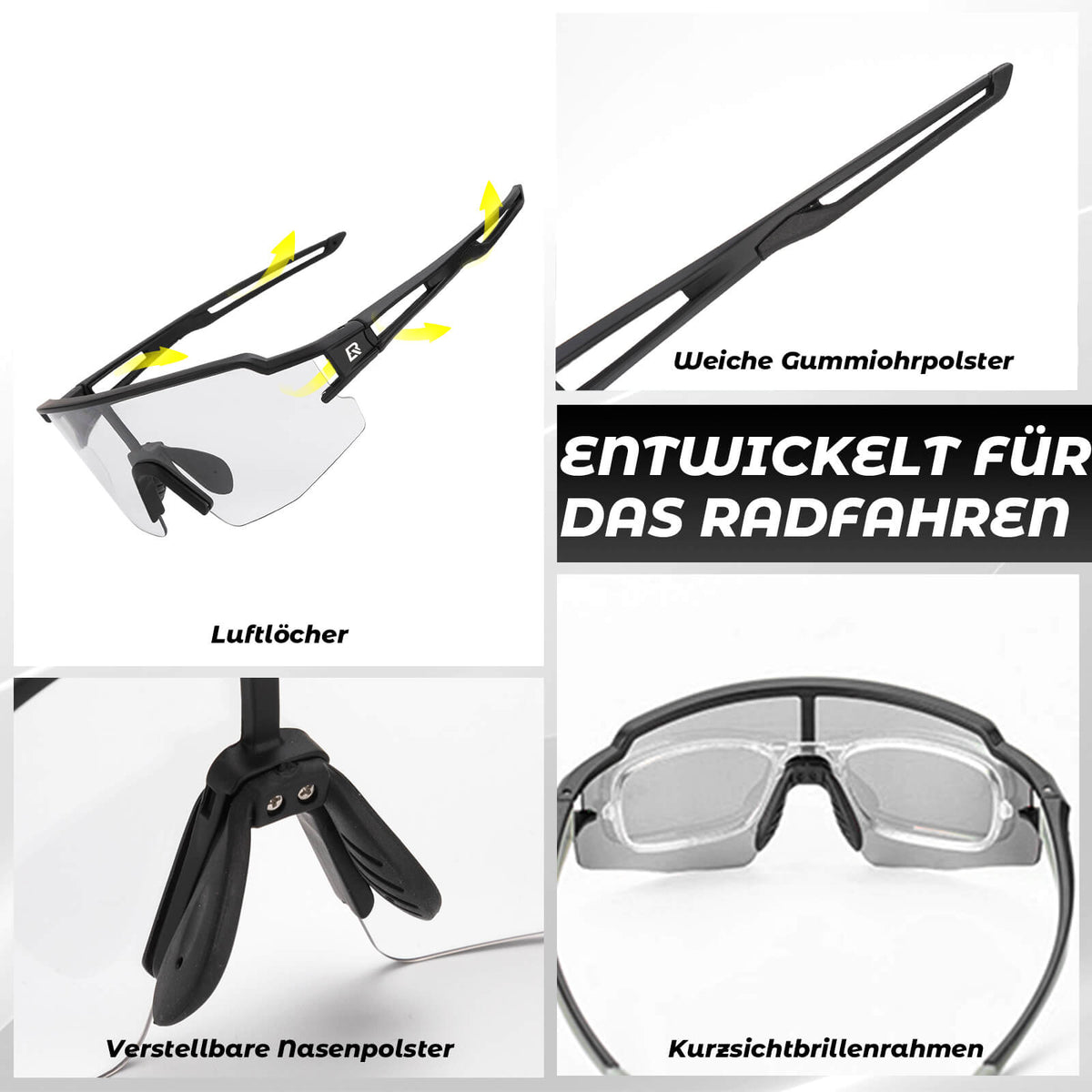 ROCKBROS Lunettes de vélo photochromatiques Solaires Protection UV400