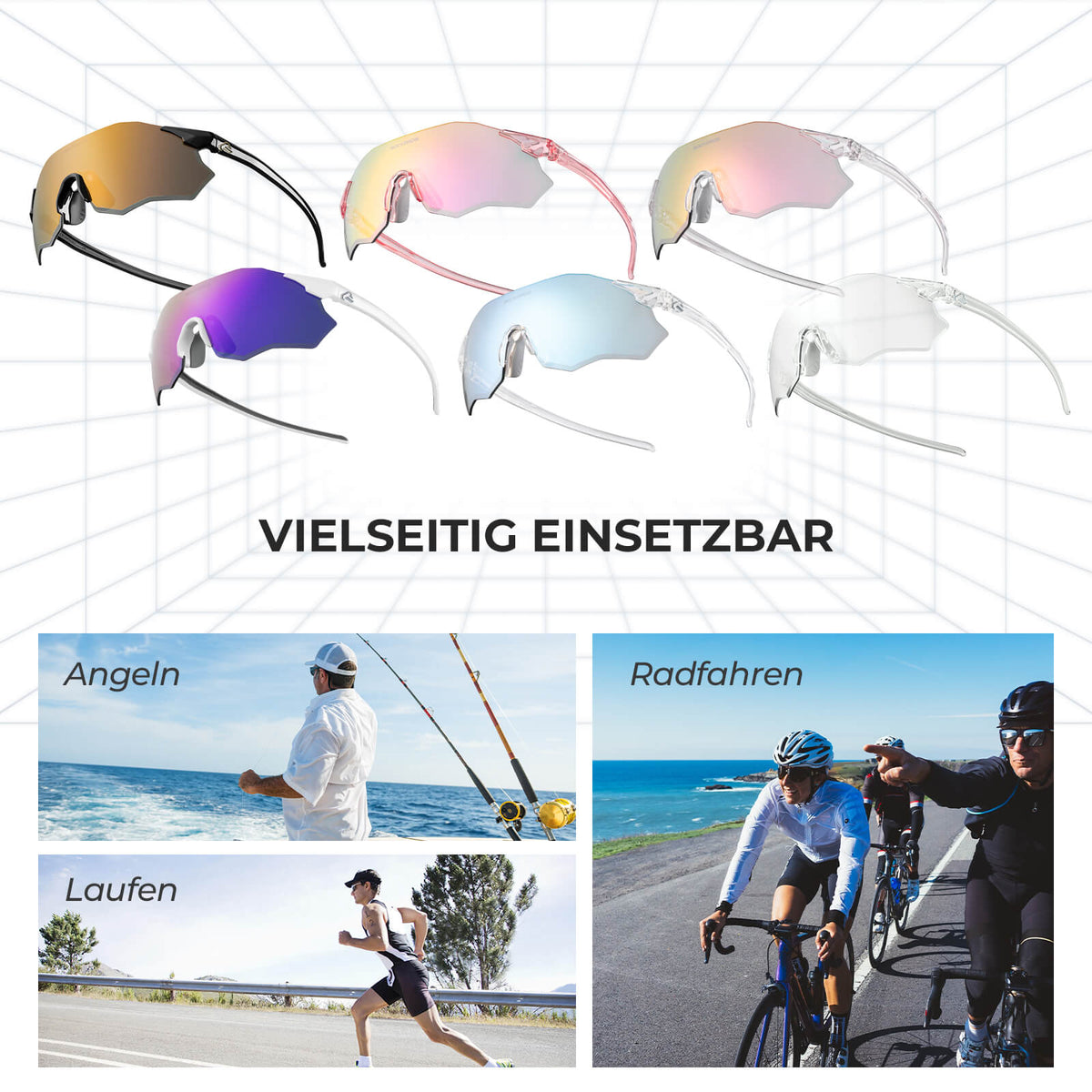 ROCKBROS Lunettes de vélo photochromatiques Protection UV400 Sans monture -SWIFT