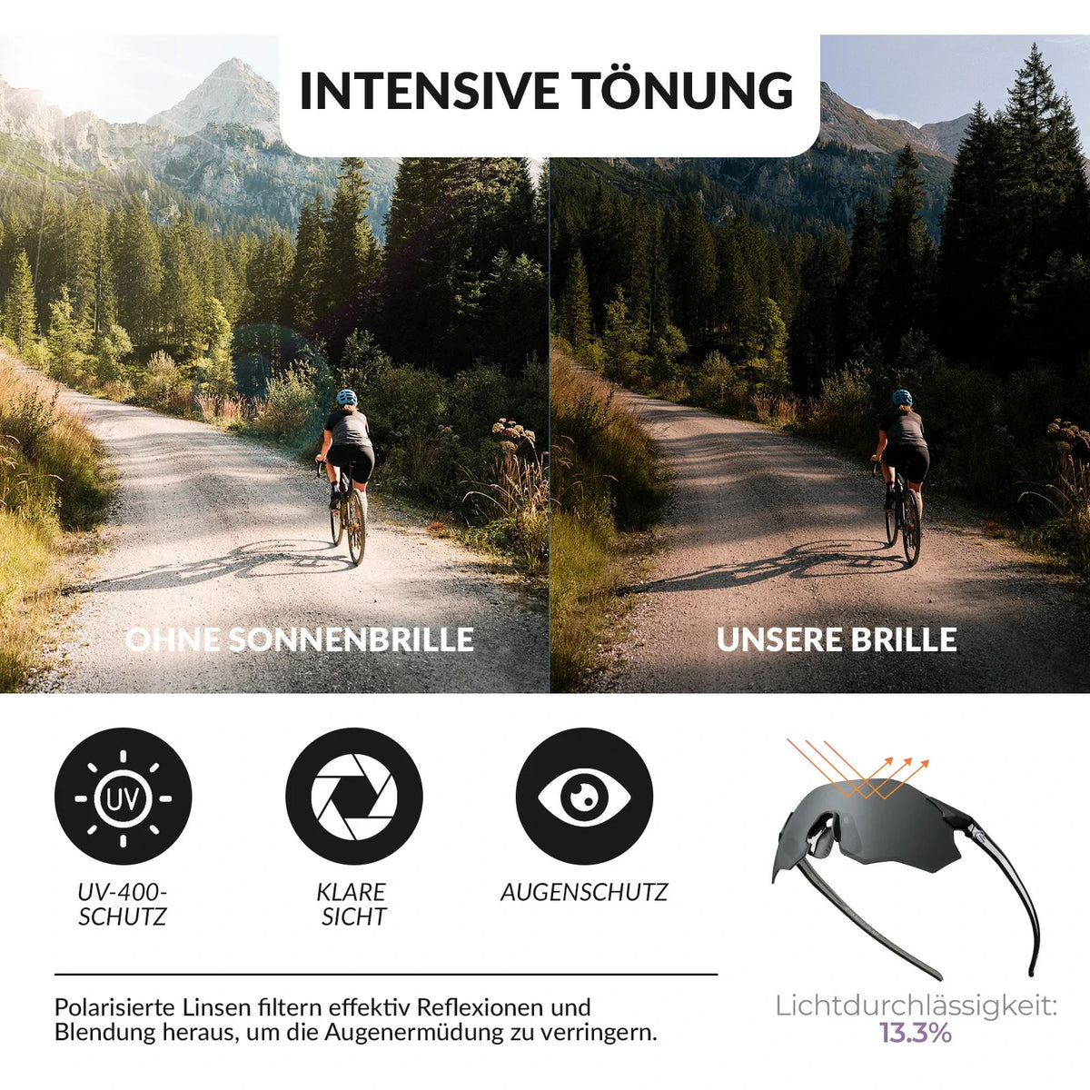 ROCKBROS Lunettes de vélo photochromatiques Protection UV400 Sans monture -SWIFT