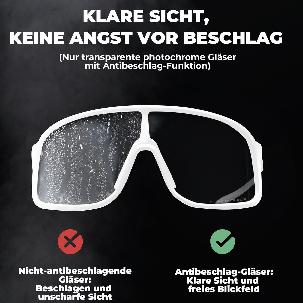ROCKBROS Lunettes de Soleil Photochromiques Protection UV400