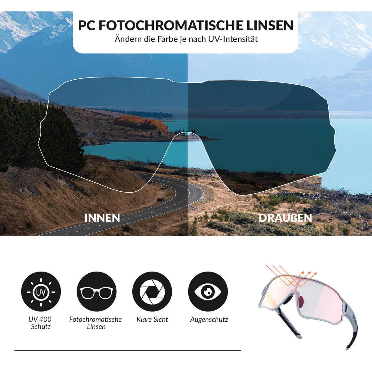 ROCKBROS Lunettes de vélo polarisées ultra-légères (UV400)