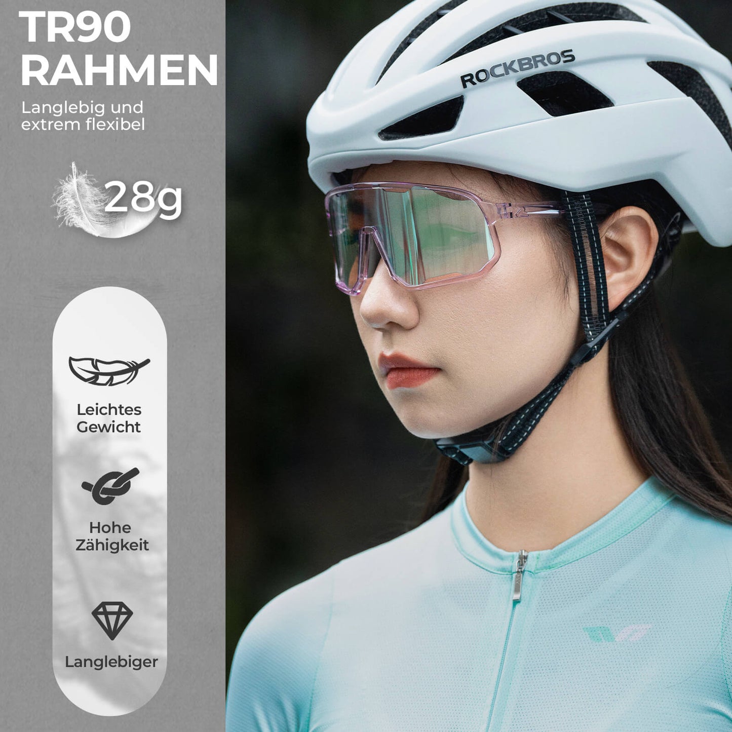 Lunettes de cyclisme, lunettes de soleil photochromiques, protection UV, plaquettes nasales interchangeables, modèle femme/homme, ROCKBROS
