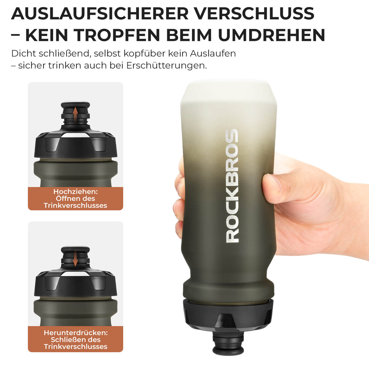 ROCKBROS Gourde de vélo avec bouchon Pull-Top anti-fuite 600/750ml