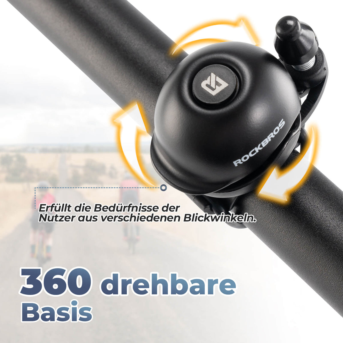 Sonnette de vélo ROCKBROS avec rotation à 360 degrés pour guidons de 22-34mm
