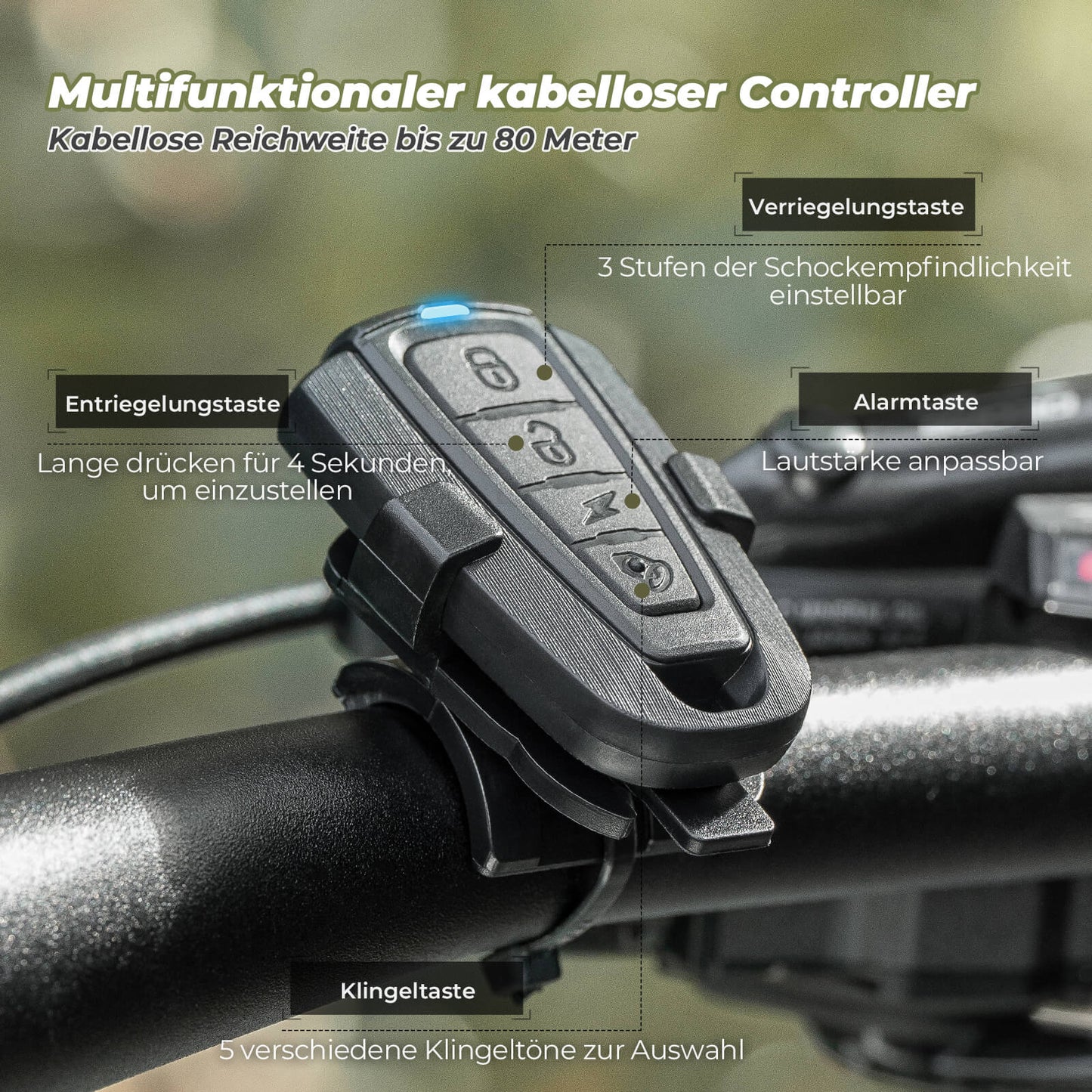 Sonnette sans fil pour vélo électrique avec sirène d'avertissement, IPX5, ROCKBROS