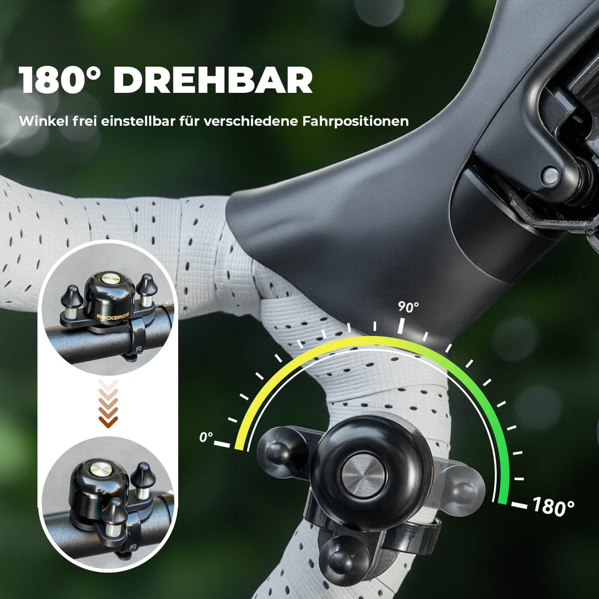 ROCKBROS Sonnette de vélo route MTB avec double marteau pivotante à 180°