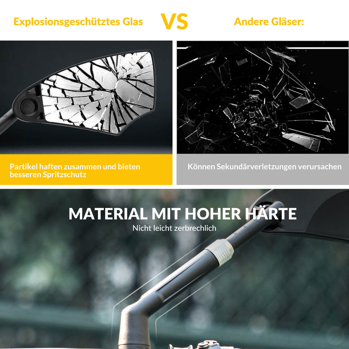 ROCKBROS Rétrovélo de vélo Rétroviseur Rotatif à 360° Pliable pour guidon 20–23mm