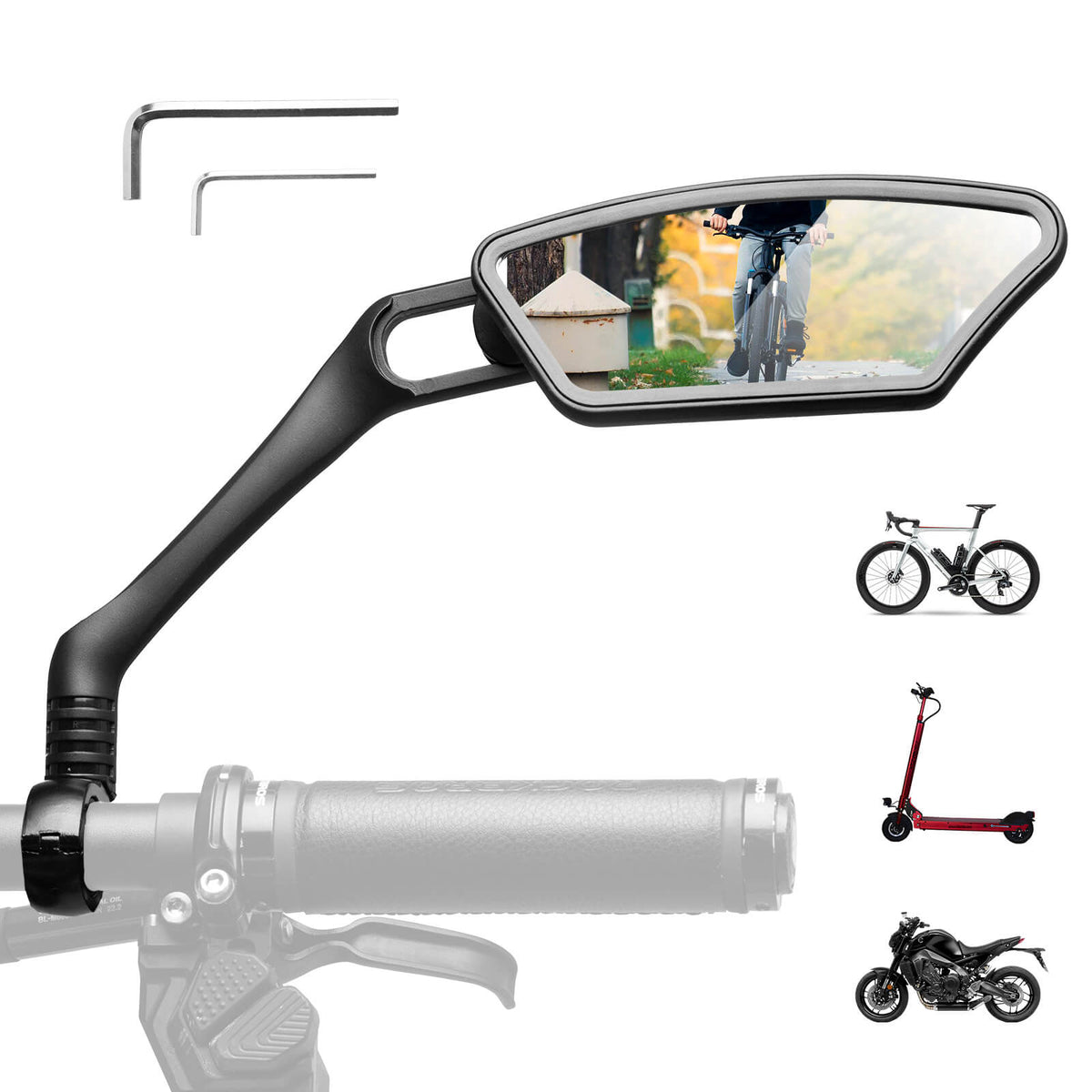 ROCKBROS Rétrovélo Miroir vélo 360 ° Réglable pour guidon 21-26mm