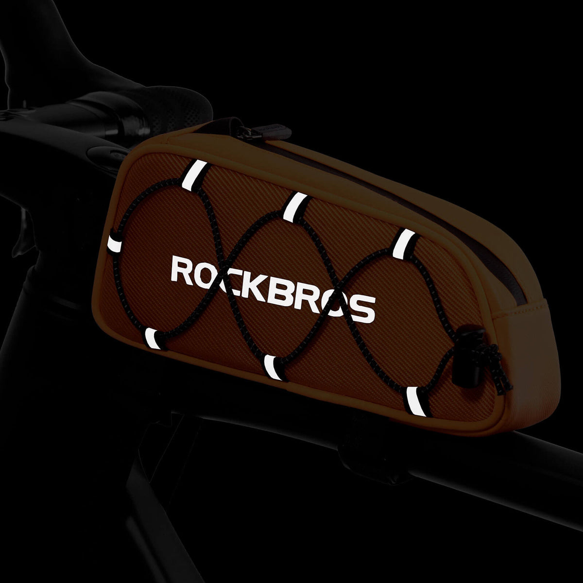 ROCKBROS Sac de cadre supérieur 1 L Entièrement réfléchissant Blanc/Orange