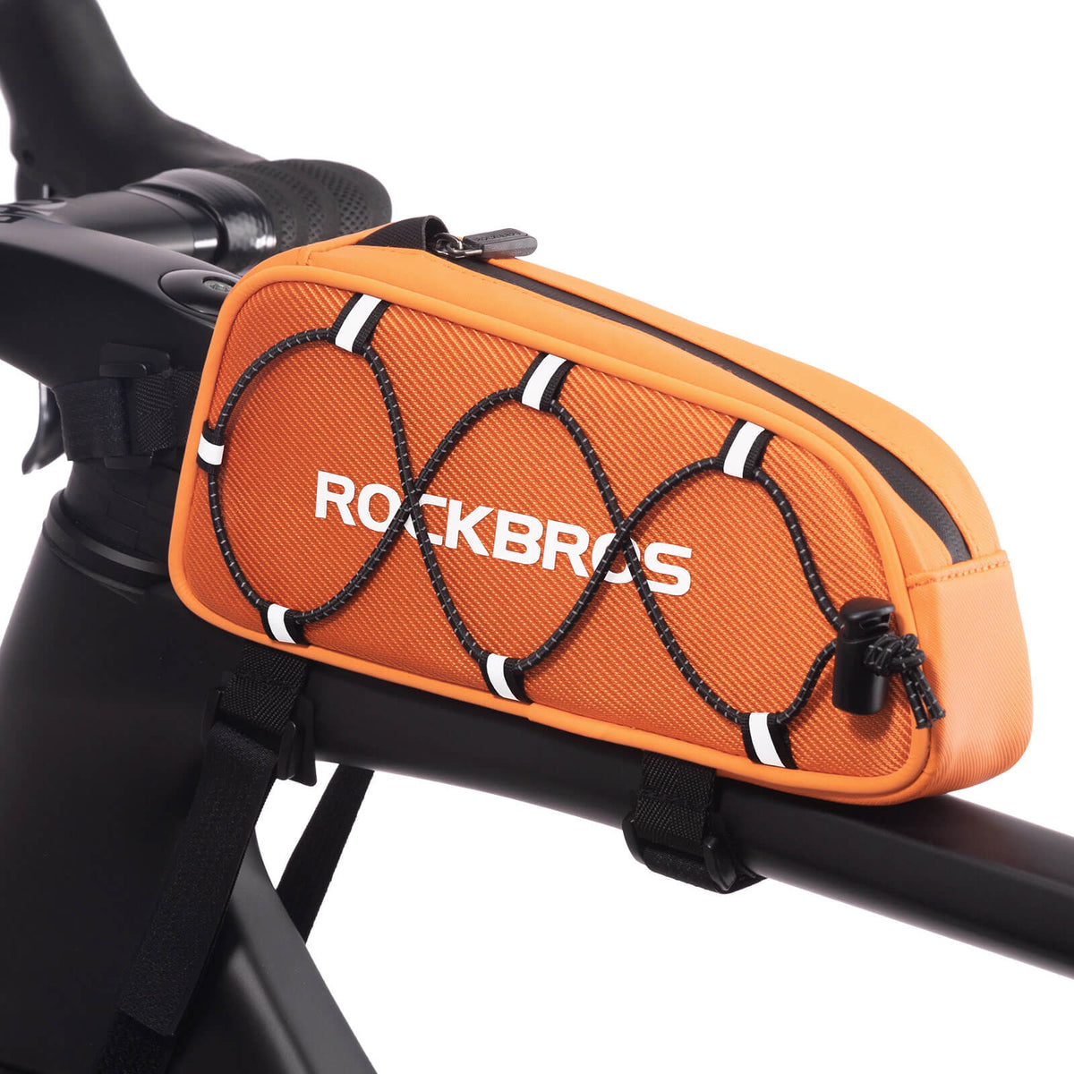 ROCKBROS Sac de cadre supérieur 1 L Entièrement réfléchissant Blanc/Orange