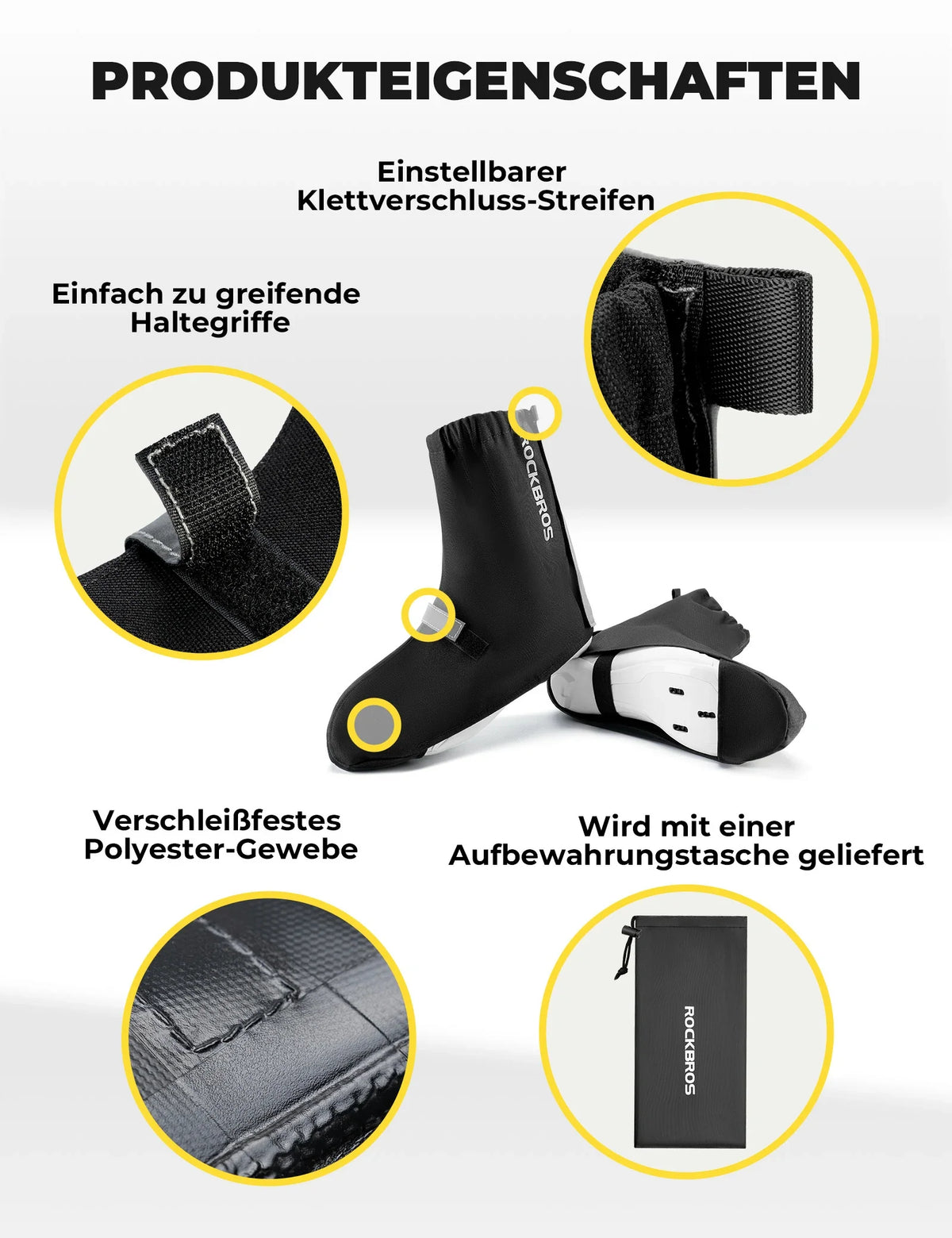 ROCKBROS Sur-chaussures de vélo Réfléchissantes Imperméables avec Fermeture Velcro