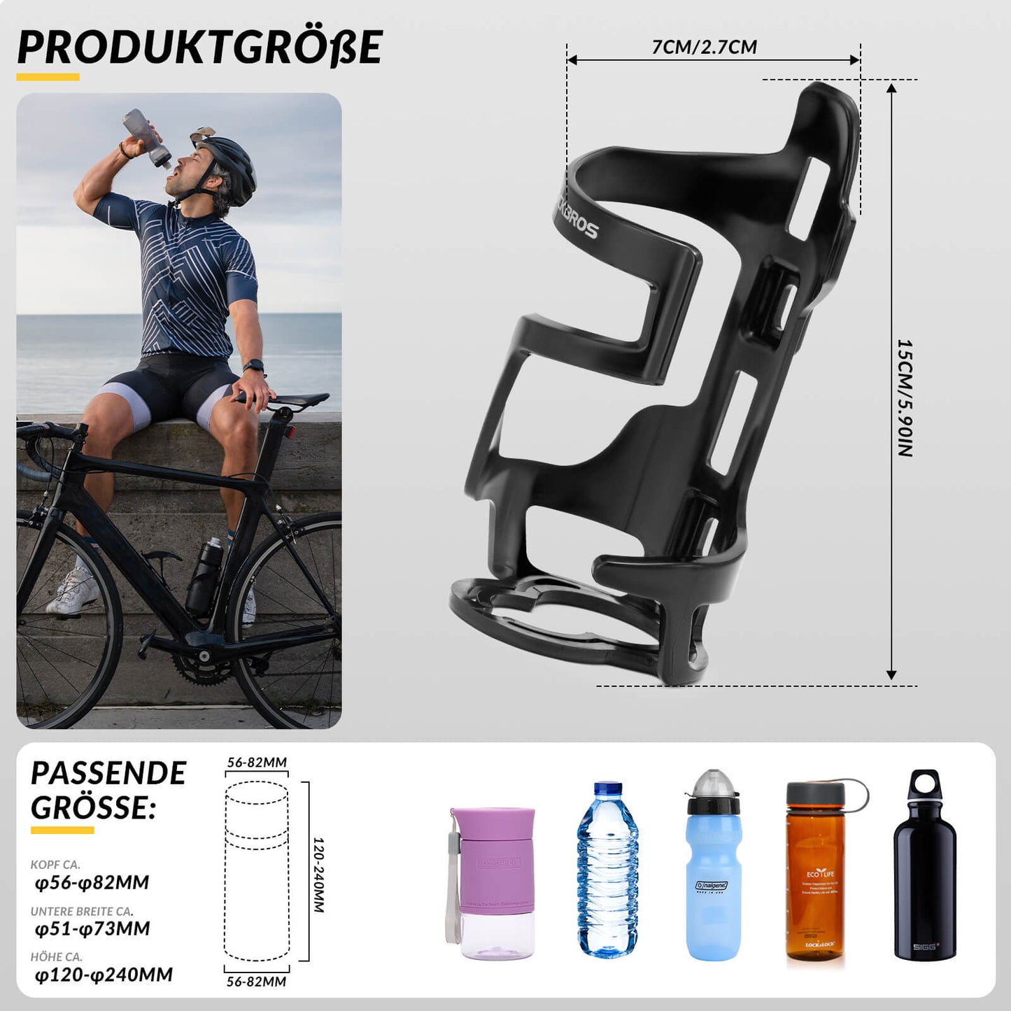 Porte-bouteille, accessoire de vélo, léger, robuste, ROCKBROS