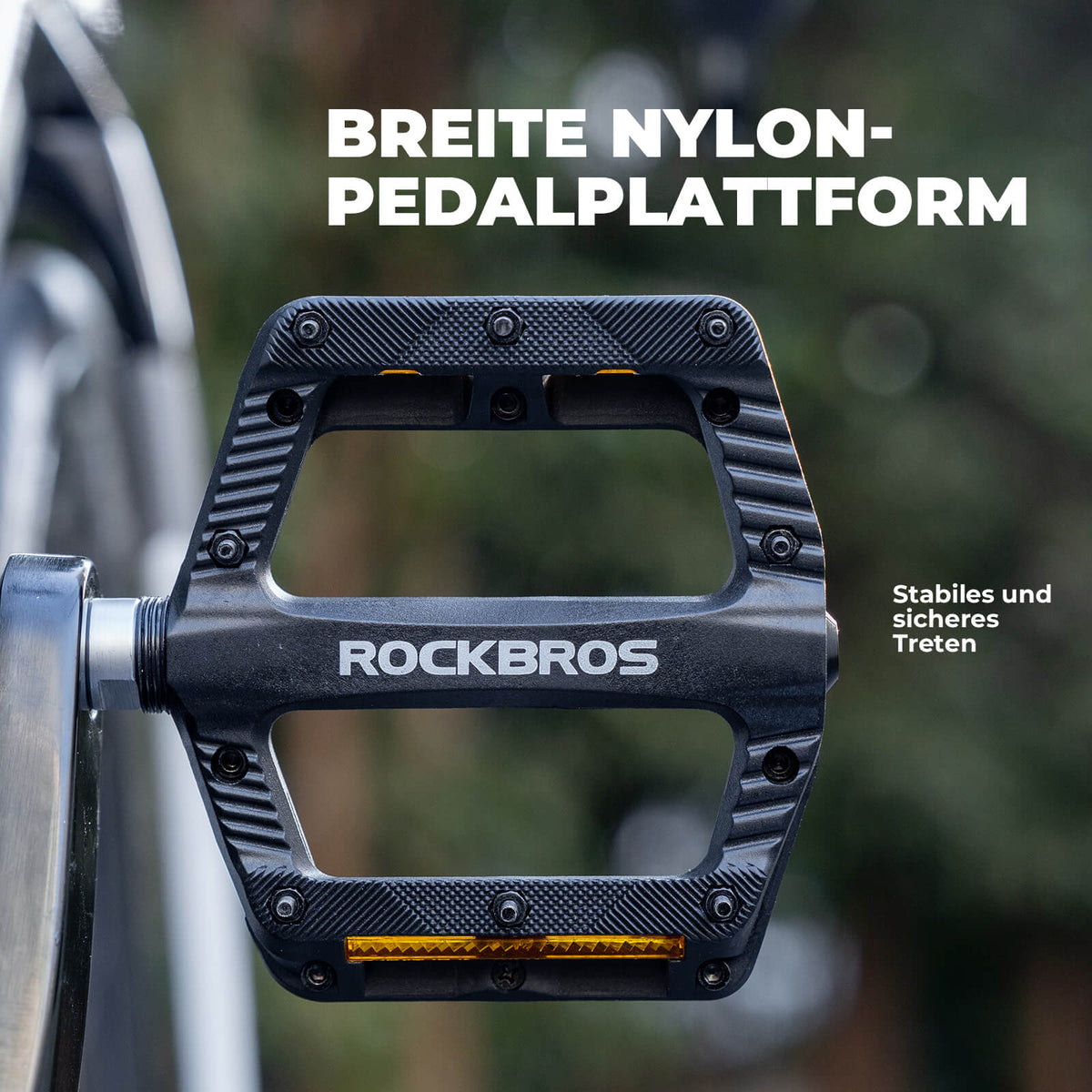 ROCKBROS Pédales plates de vélo antidérapantes avec bandes réfléchissantes