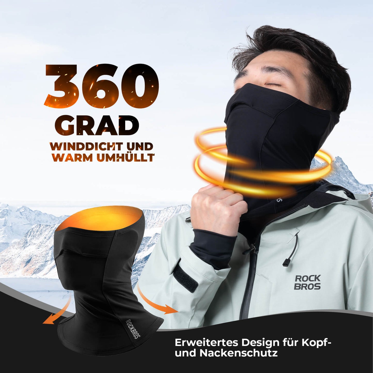 Demi-cagoule tubulaire respirante et élastique, idéale pour le cyclisme et l'escalade, ROCKBROS