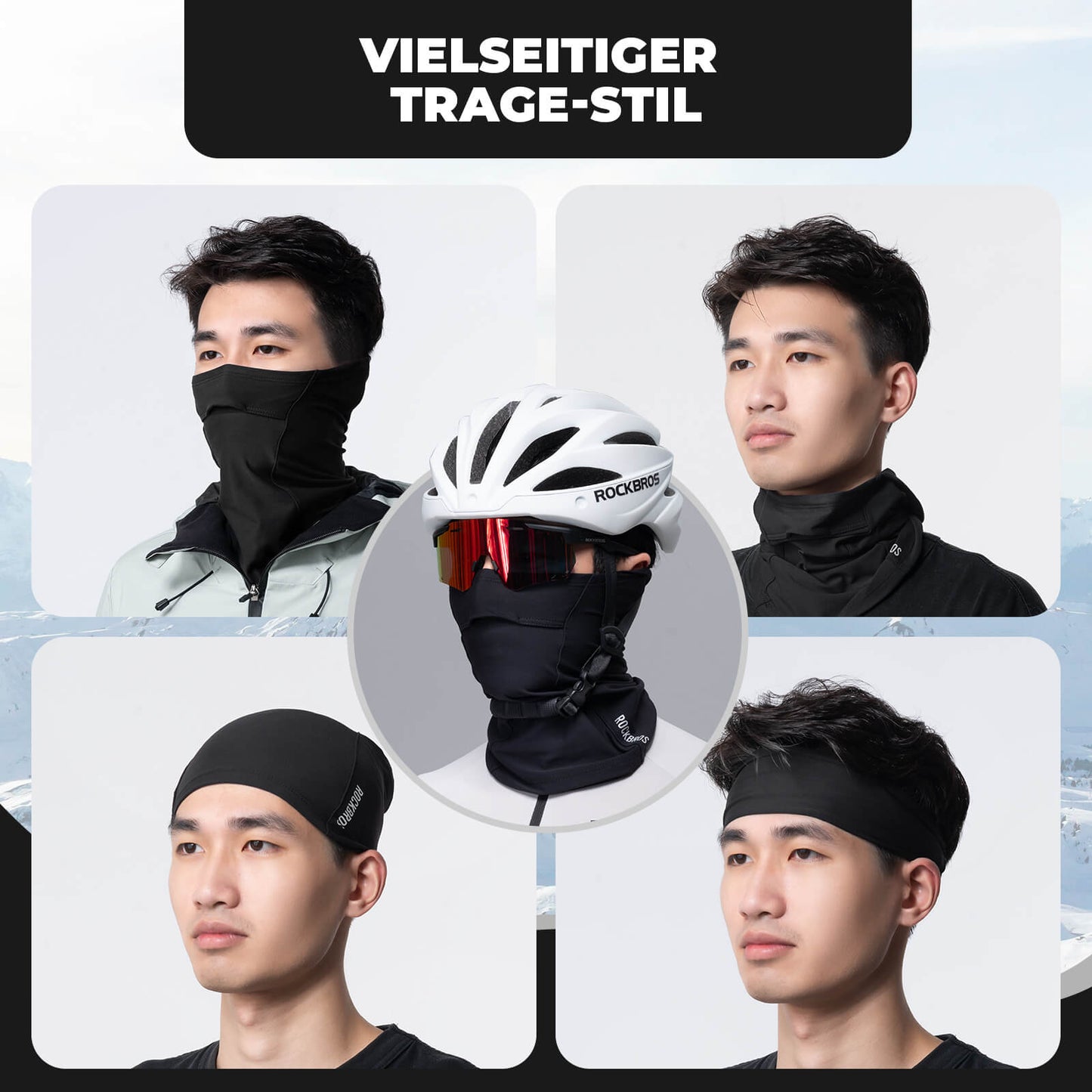 Demi-cagoule tubulaire respirante et élastique, idéale pour le cyclisme et l'escalade, ROCKBROS