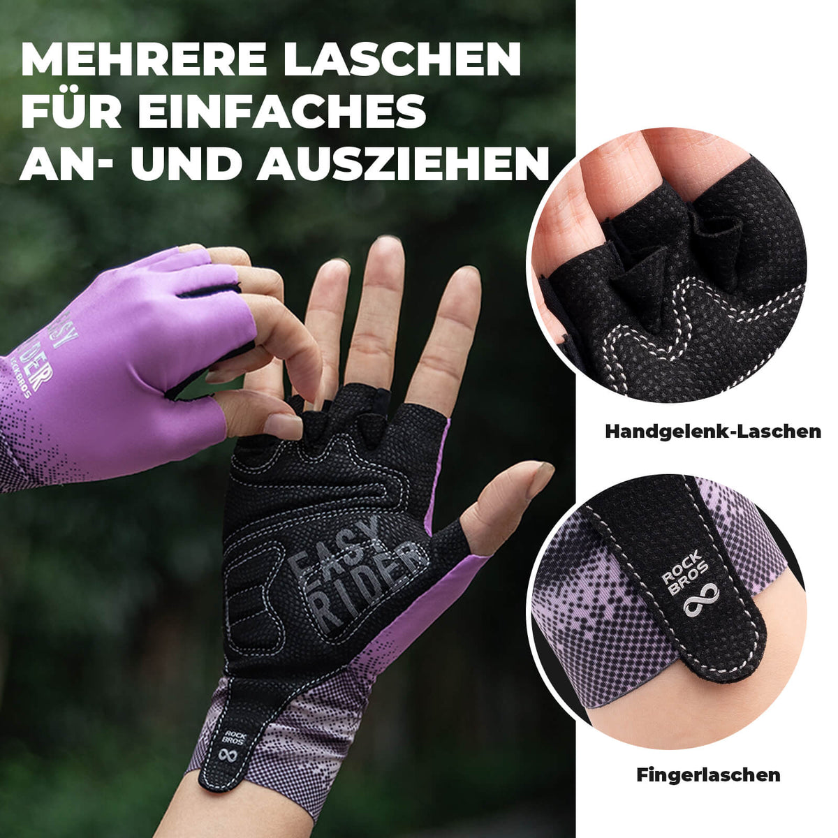 Gants de vélo mi-doigts ROCKBROS Respirants Antidérapants Été