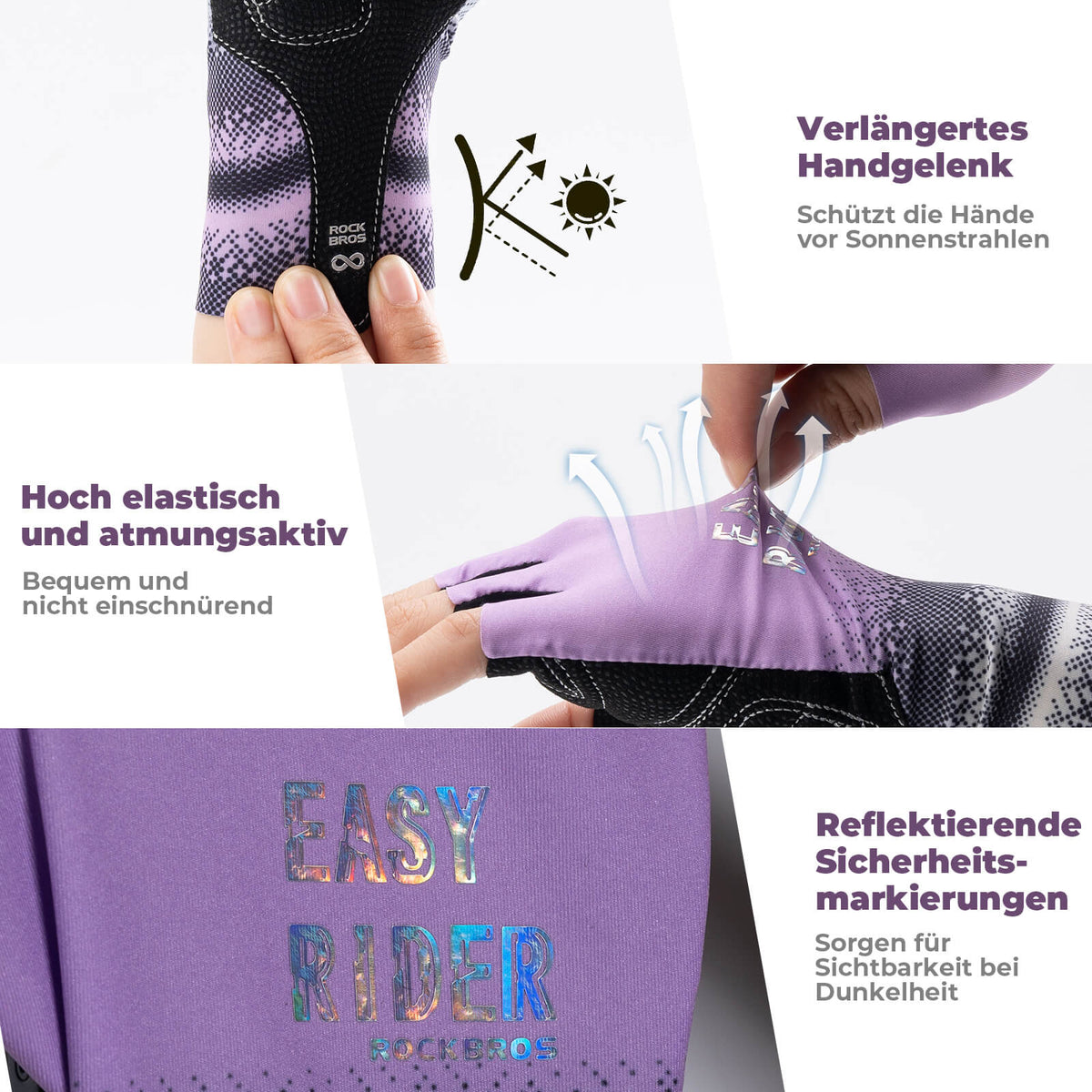 Gants de vélo mi-doigts ROCKBROS Respirants Antidérapants Été
