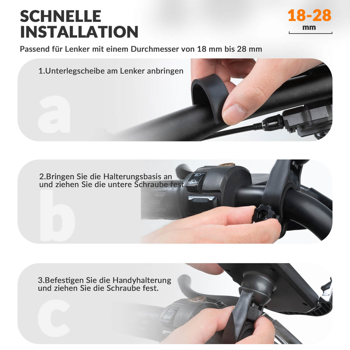 ROCKBROS Support Téléphone Vélo Support Téléphone Moto Rotatif 360° pour 4,7-7,0 pouces