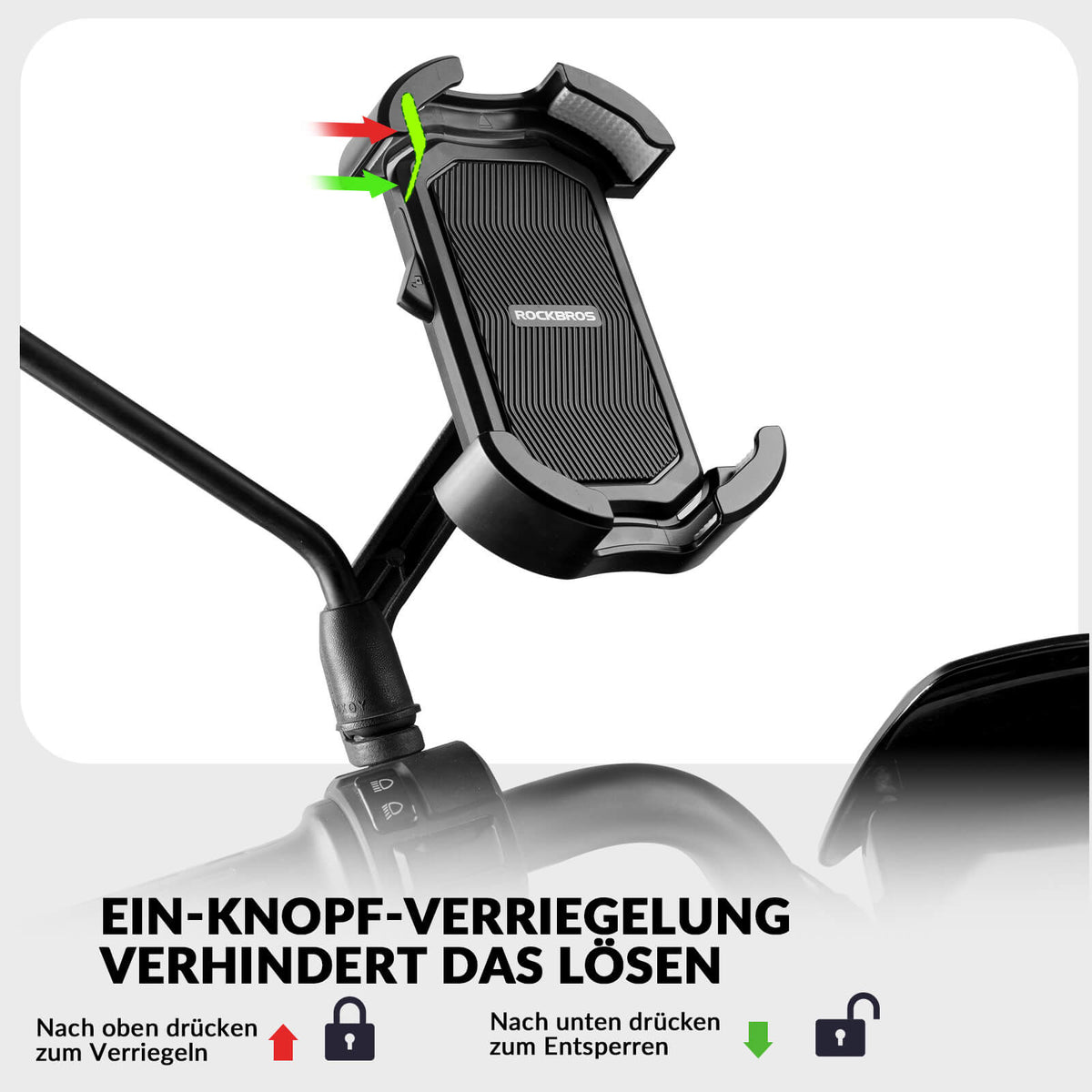 ROCKBROS Support Téléphone Vélo Support Téléphone Moto Rotatif 360° pour 4,7-7,0 pouces