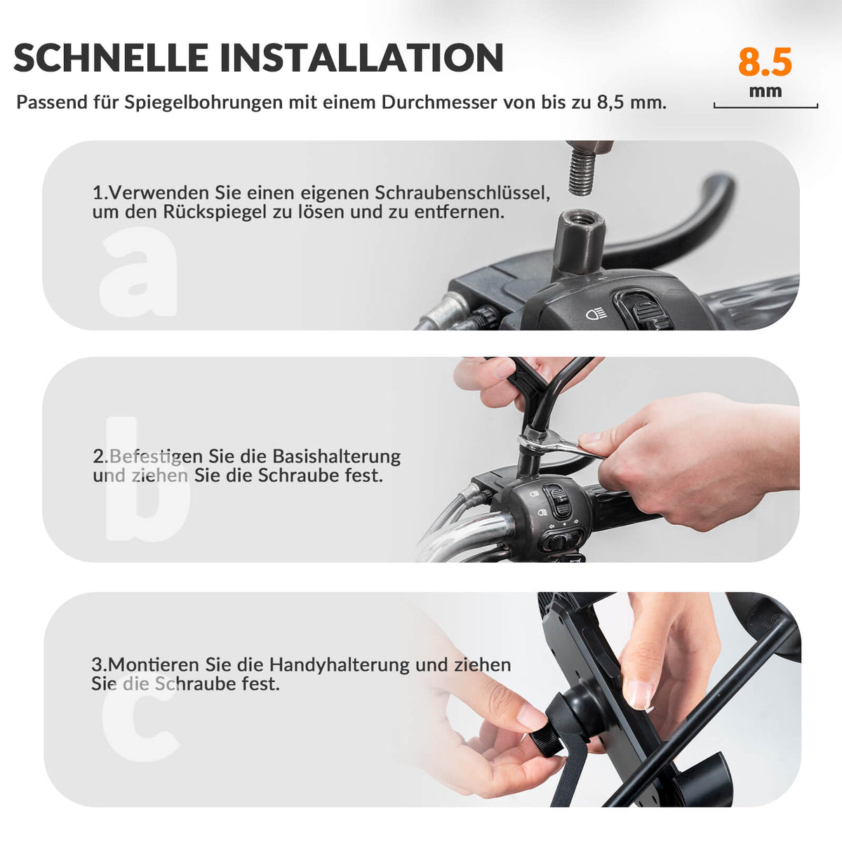 ROCKBROS Support Téléphone Vélo Support Téléphone Moto Rotatif 360° pour 4,7-7,0 pouces