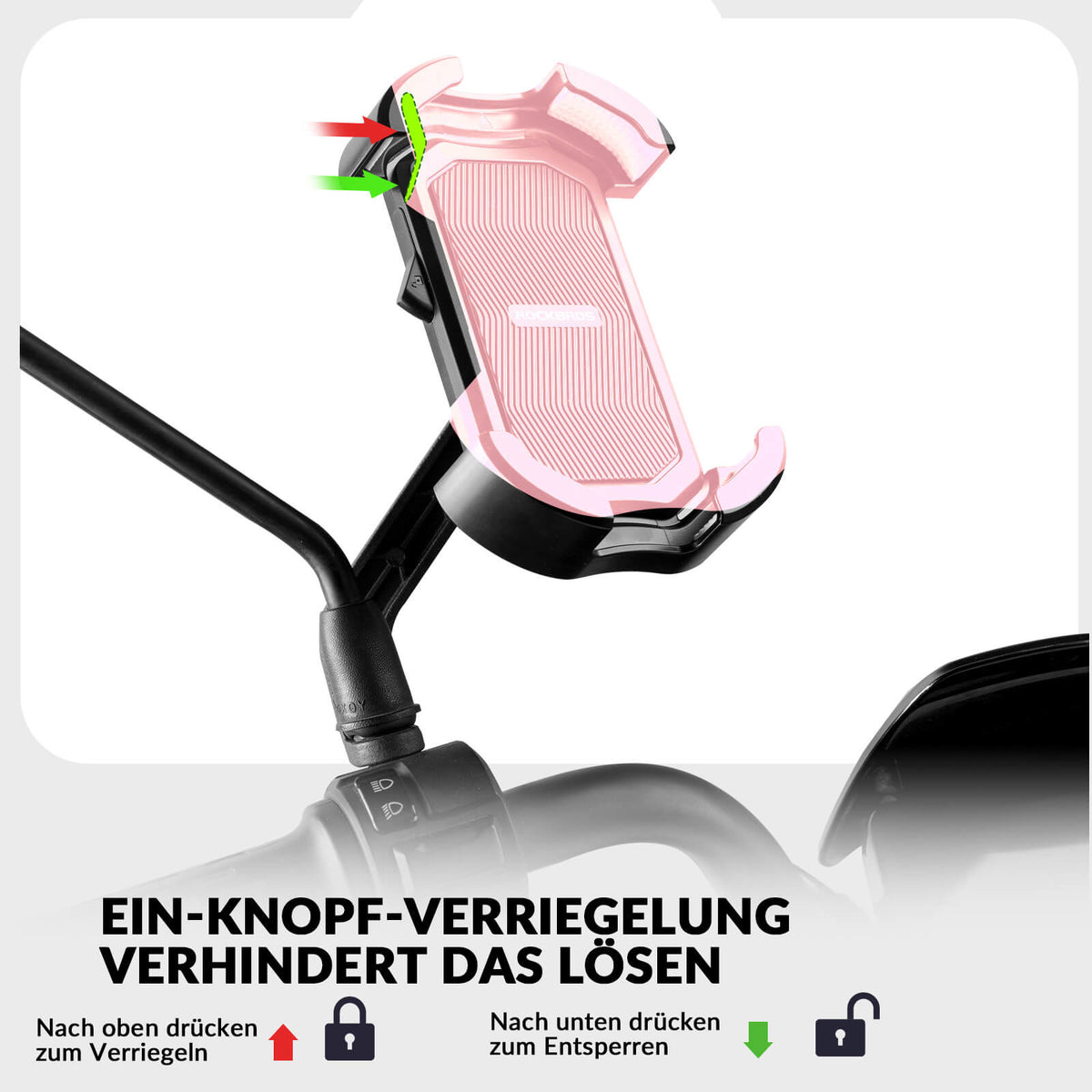 ROCKBROS Support Téléphone Vélo Support Téléphone Moto Rotatif 360° pour 4,7-7,0 pouces