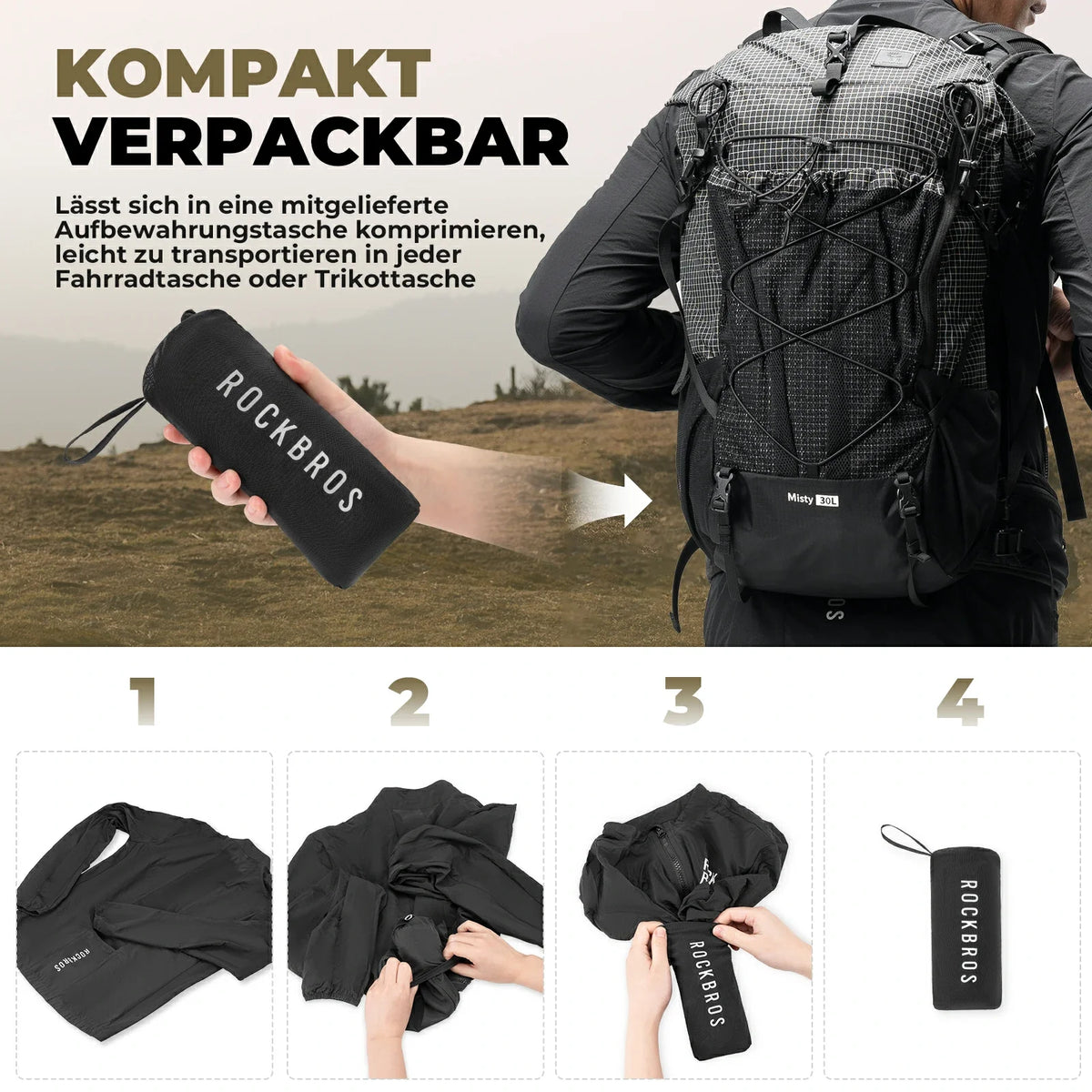 ROCKBROS Veste de Vélo Légère Homme Respirante Printemps