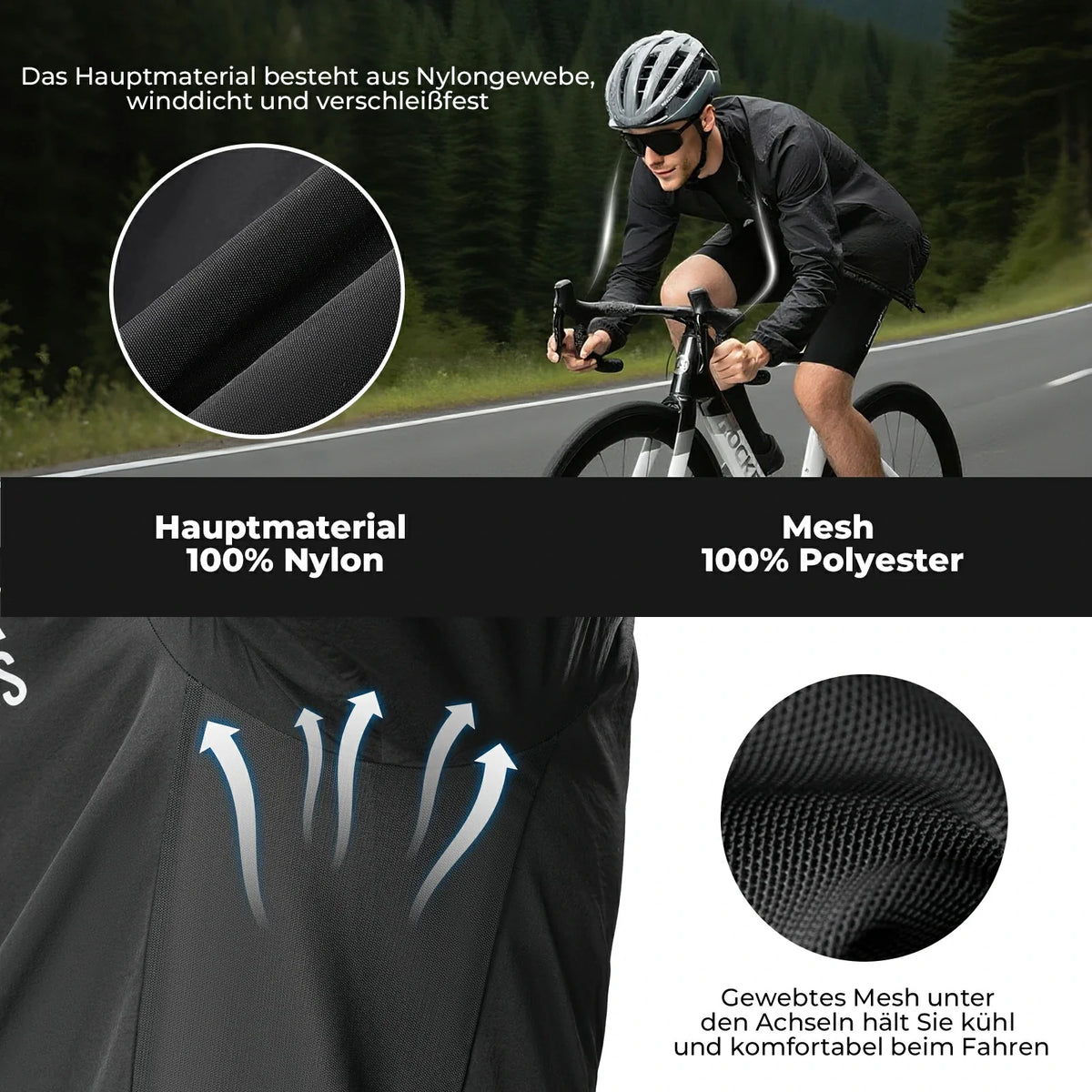 ROCKBROS Veste de Vélo Légère Homme Respirante Printemps