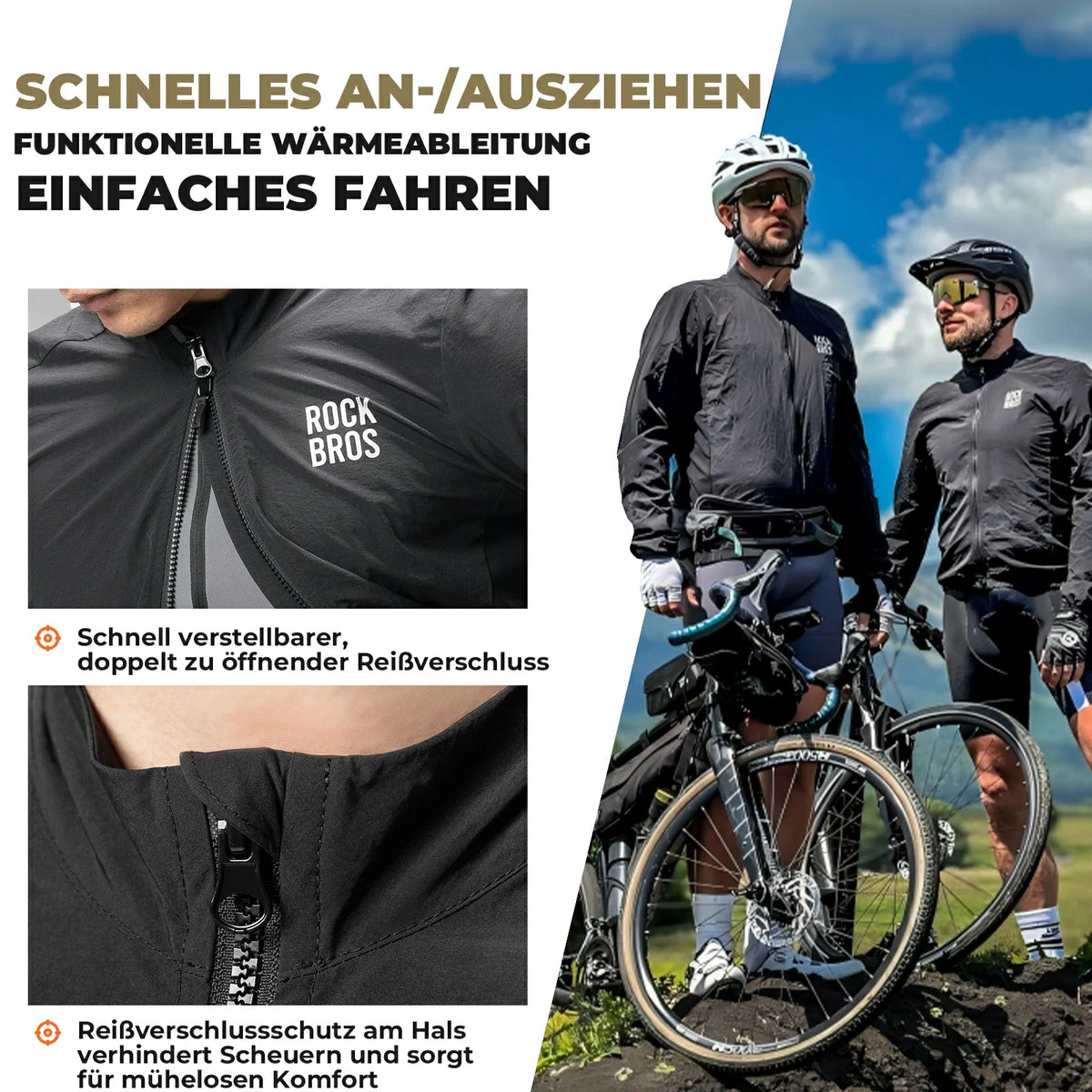 ROCKBROS Veste de Vélo Légère Homme Respirante Printemps