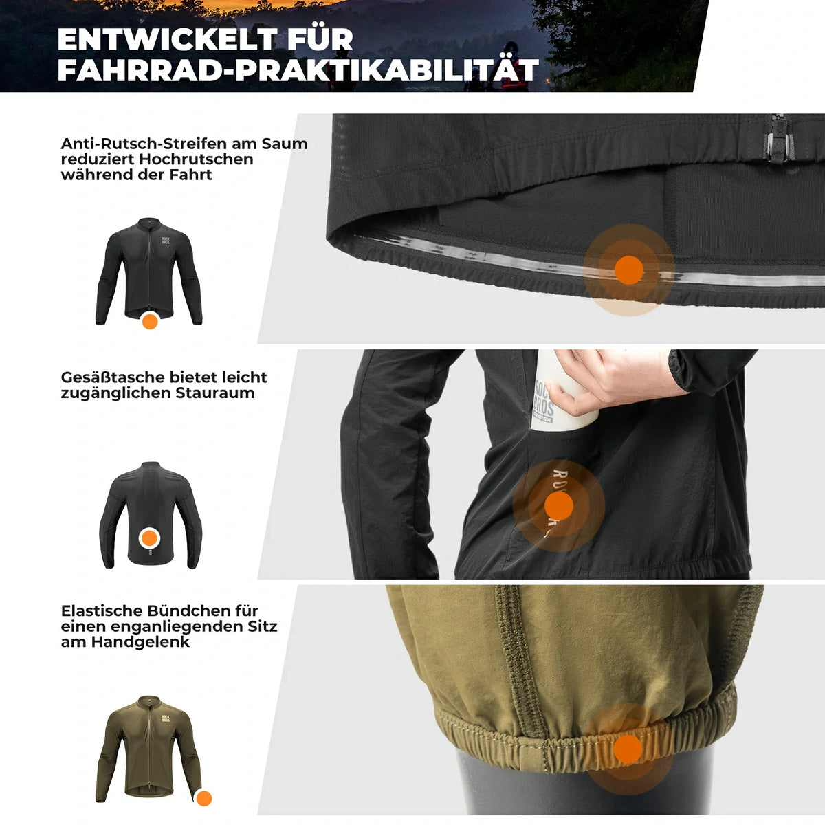 ROCKBROS Veste de Vélo Légère Homme Respirante Printemps