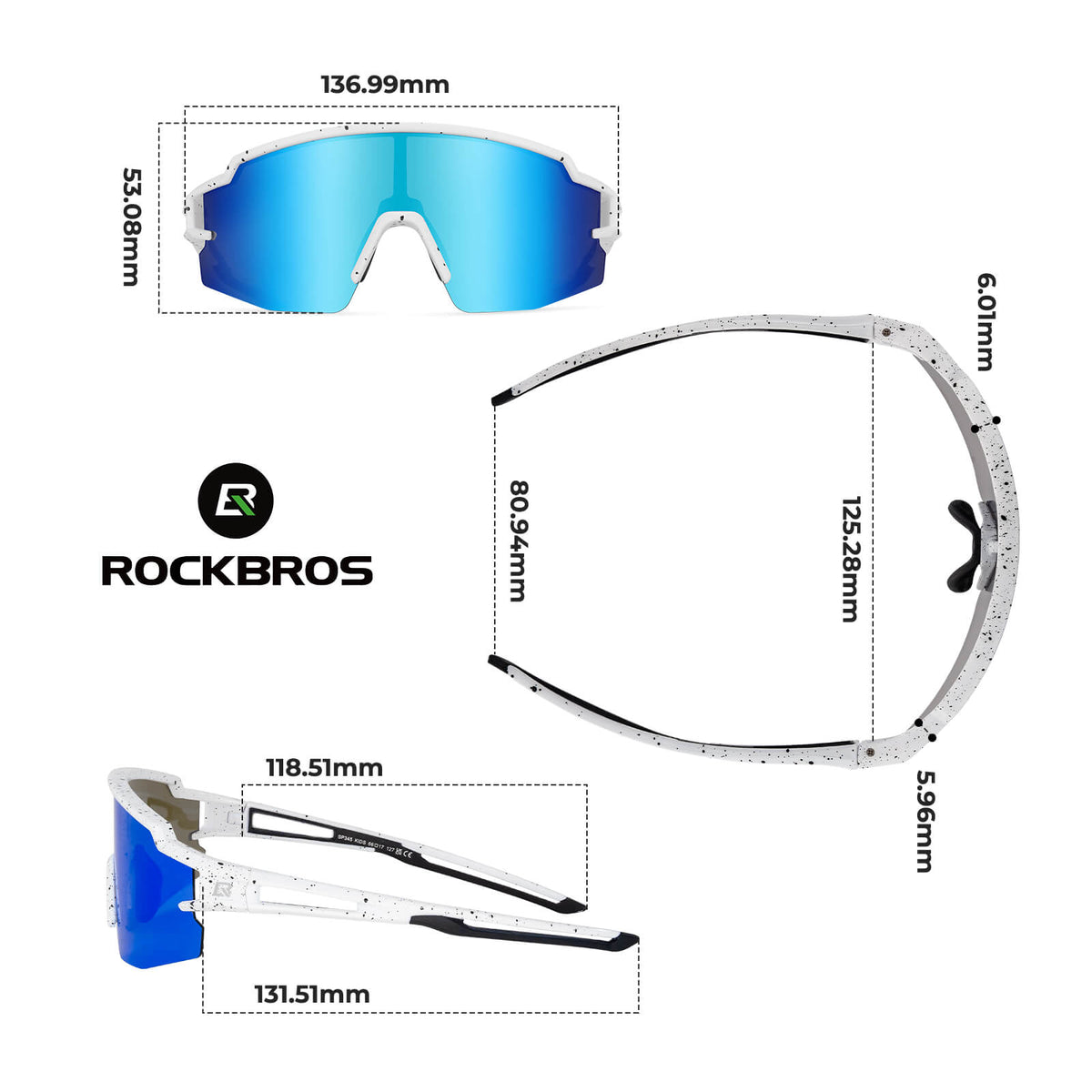 ROCKBROS Lunettes de sport et de vélo polarisées pour enfants