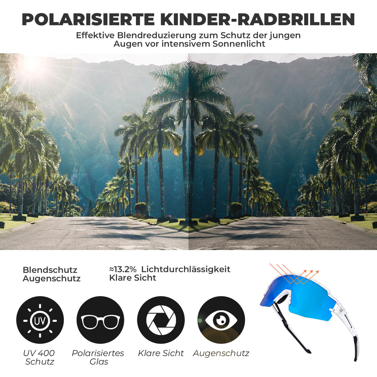 ROCKBROS Lunettes de sport et de vélo polarisées pour enfants