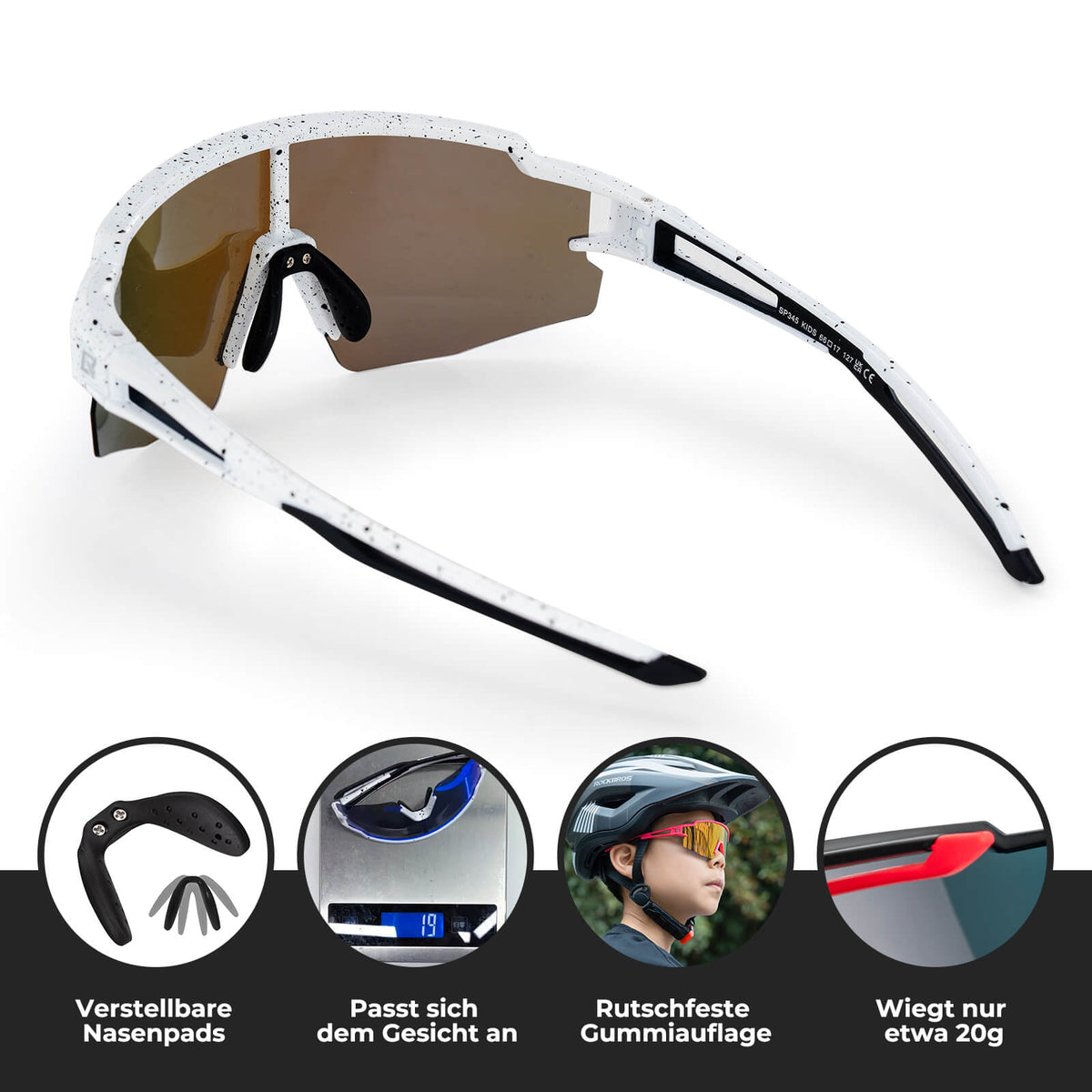 ROCKBROS Lunettes de sport et de vélo polarisées pour enfants