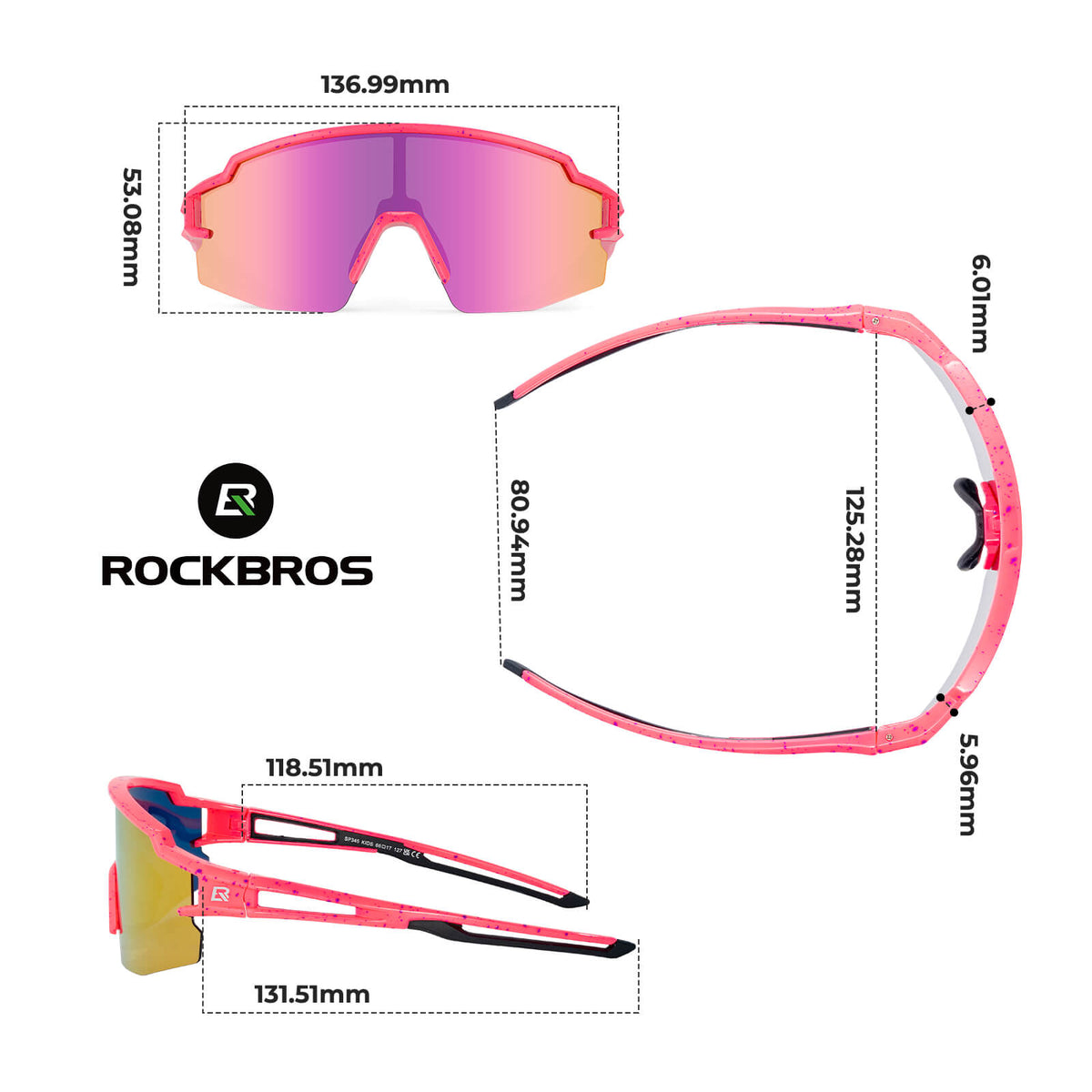 ROCKBROS Lunettes de sport et de vélo polarisées pour enfants