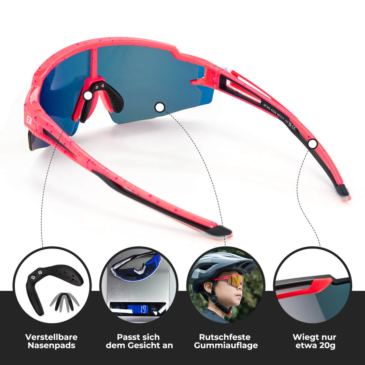 ROCKBROS Lunettes de sport et de vélo polarisées pour enfants