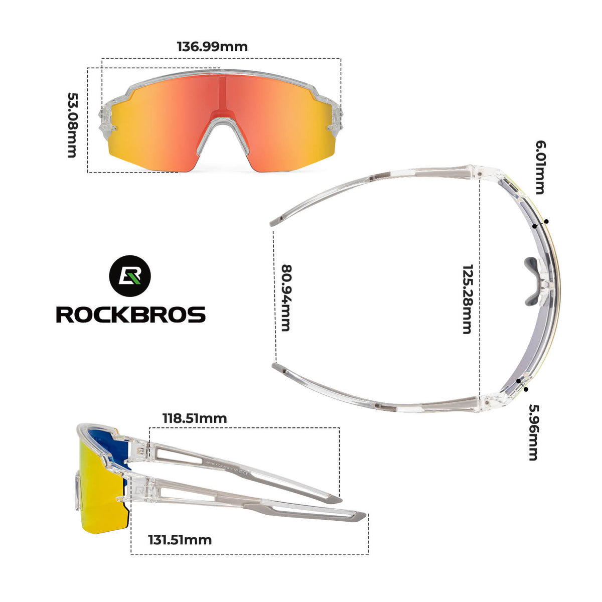 ROCKBROS Lunettes de sport et de vélo polarisées pour enfants