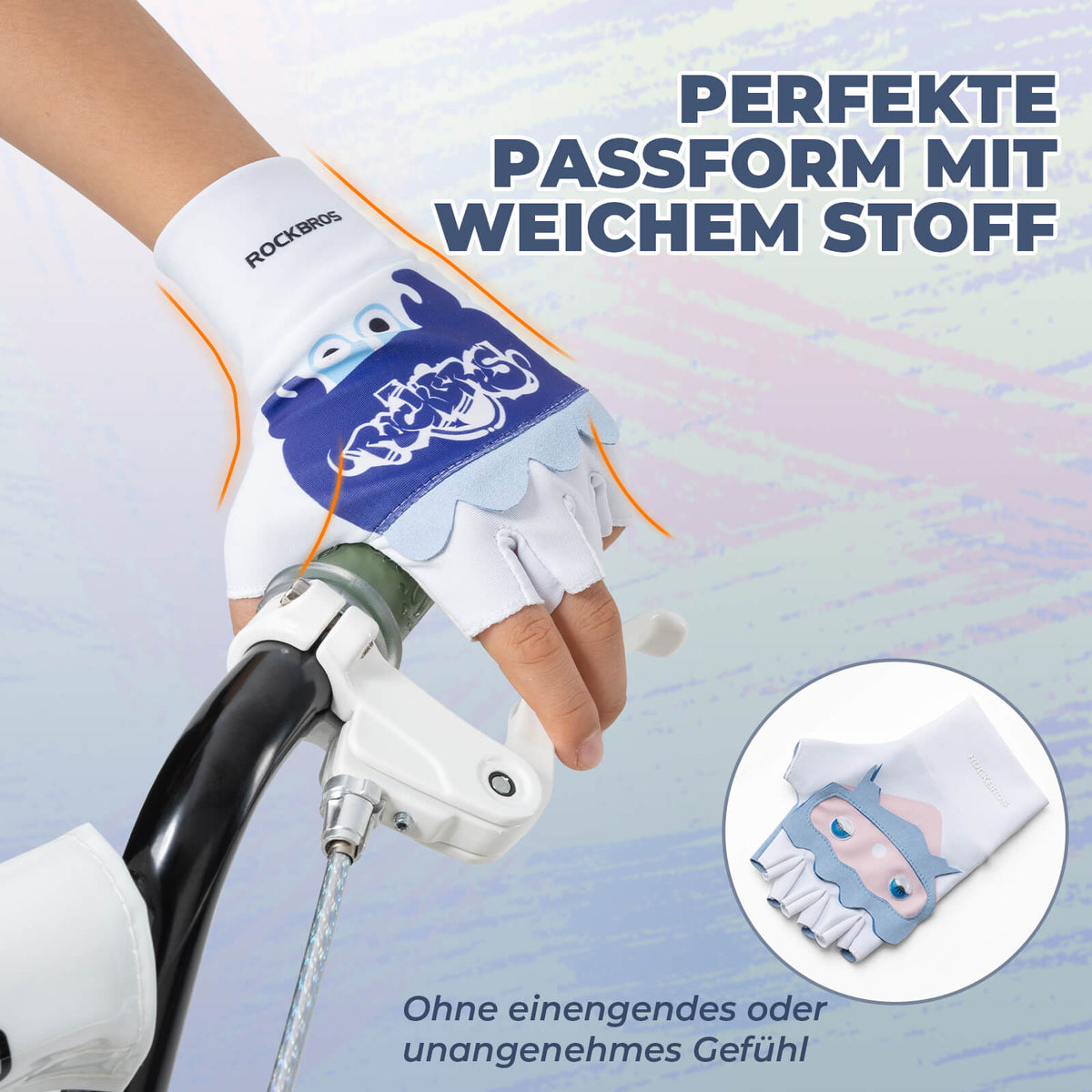 ROCKBROS Gants de vélo mi-doigts pour enfants sans doigts