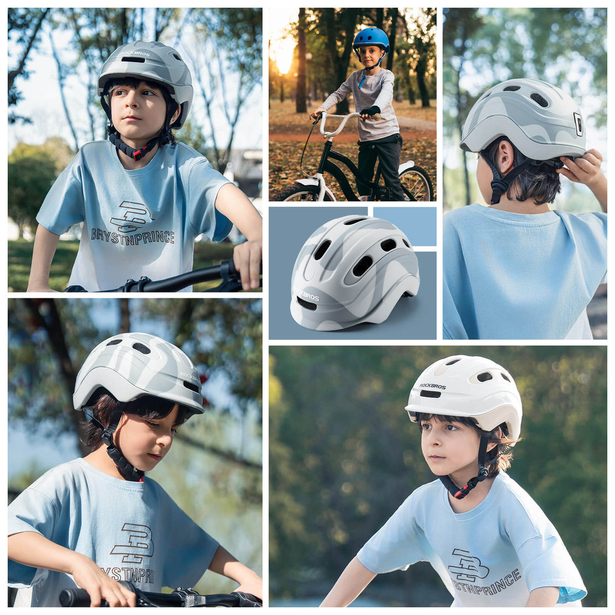 ROCKBROS Casque Enfant Compatible Feu Arrière 54–58 cm 6–18 Ans