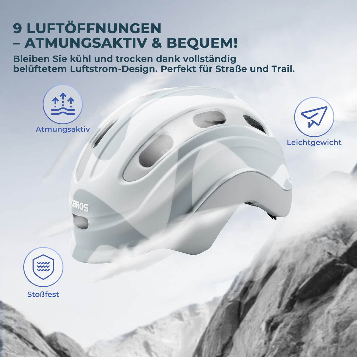 ROCKBROS Casque Enfant Compatible Feu Arrière 54–58 cm 6–18 Ans