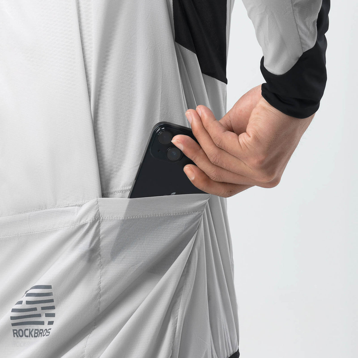 ROCKBROS Veste de vélo légère respirante réfléchissante gris homme