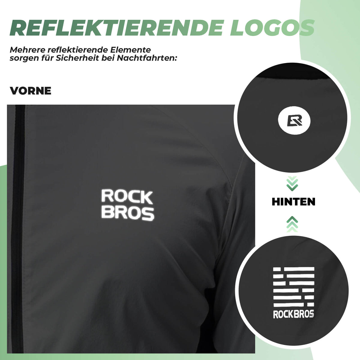 ROCKBROS Veste de vélo légère respirante réfléchissante gris homme