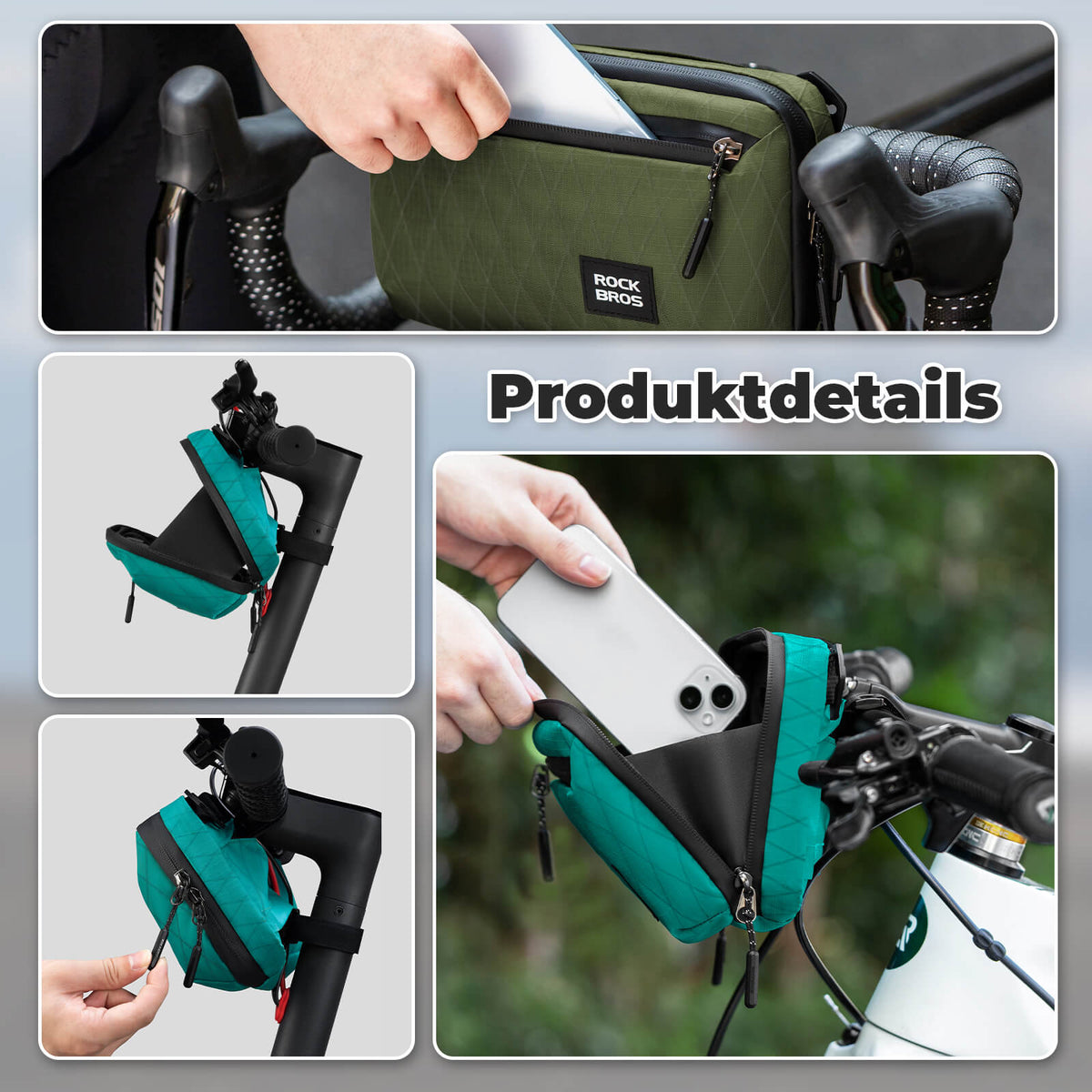 ROCKBROS Sacche de guidon vélo avec bandoulière 2,1L