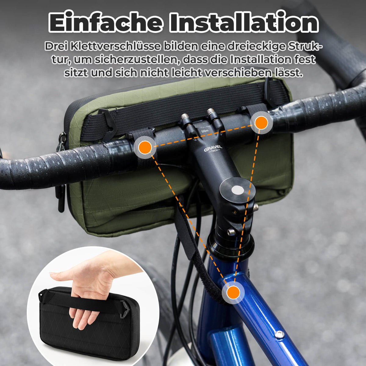 ROCKBROS Sacche de guidon vélo avec bandoulière 2,1L