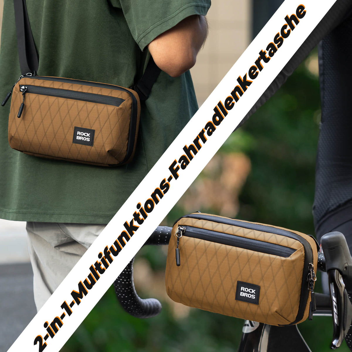 ROCKBROS Sacche de guidon vélo avec bandoulière 2,1L