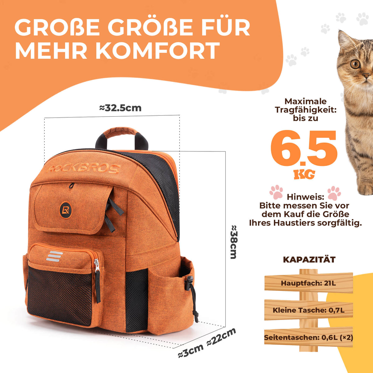 ROCKBROS Sacche de guidon sac pour animaux domestiques pour Brompton/vélo pliant 21 L