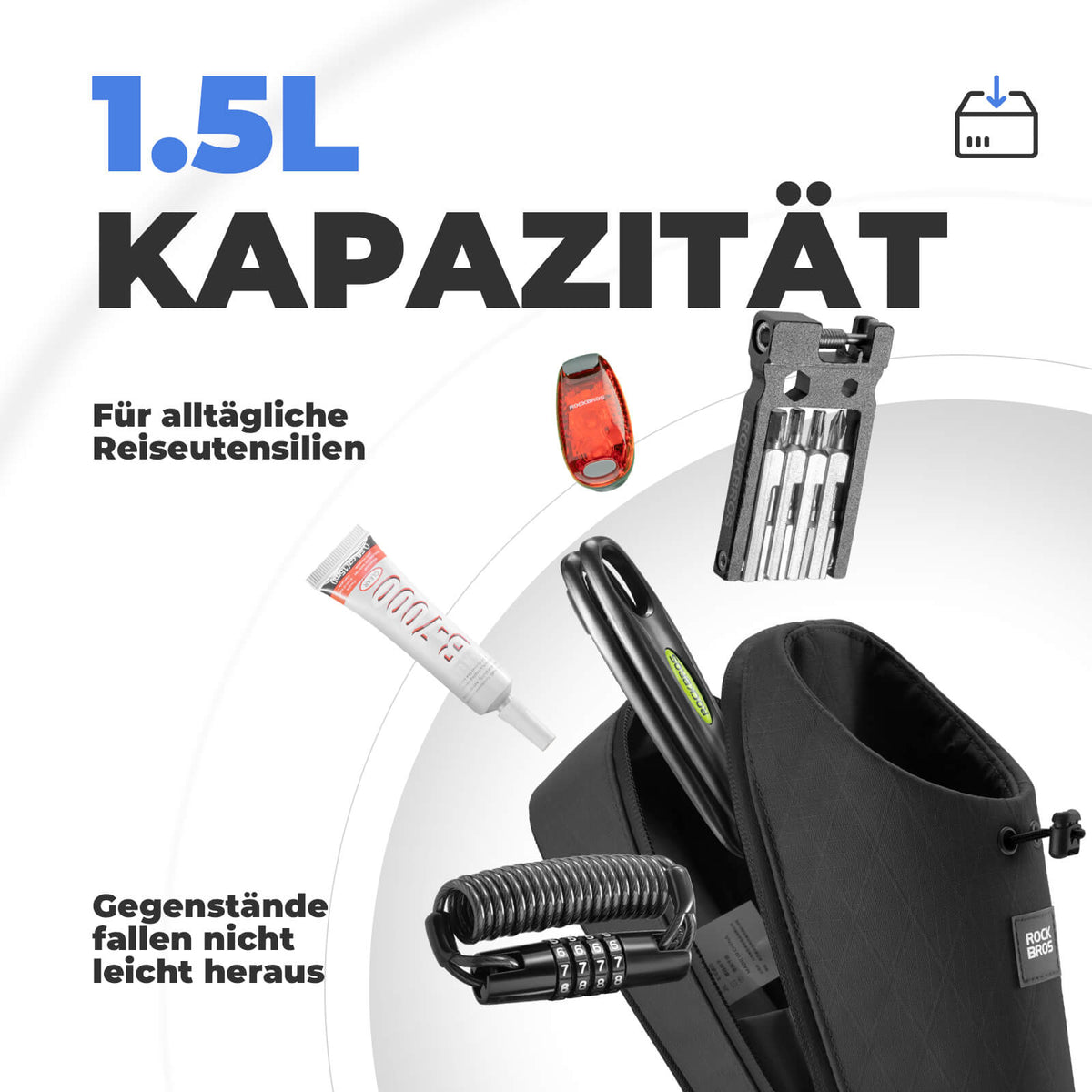 ROCKBROS Sacche de guidon porte-gourde 1.5L pour gourdes Ø7 cm