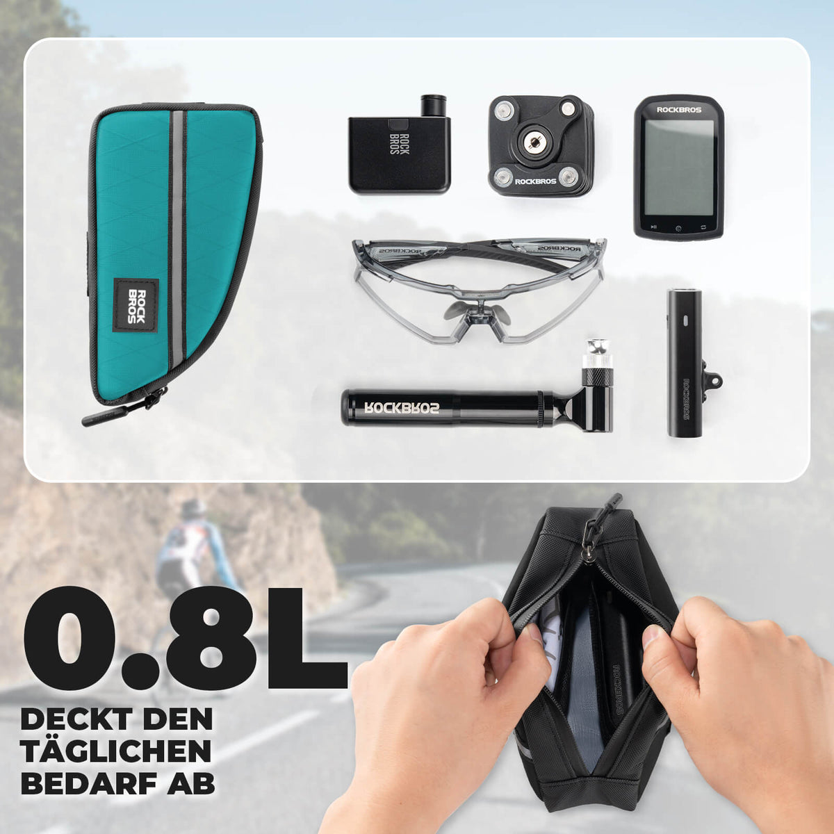 ROCKBROS Sac de tube de selle 0,8L Léger pour vélo pliant