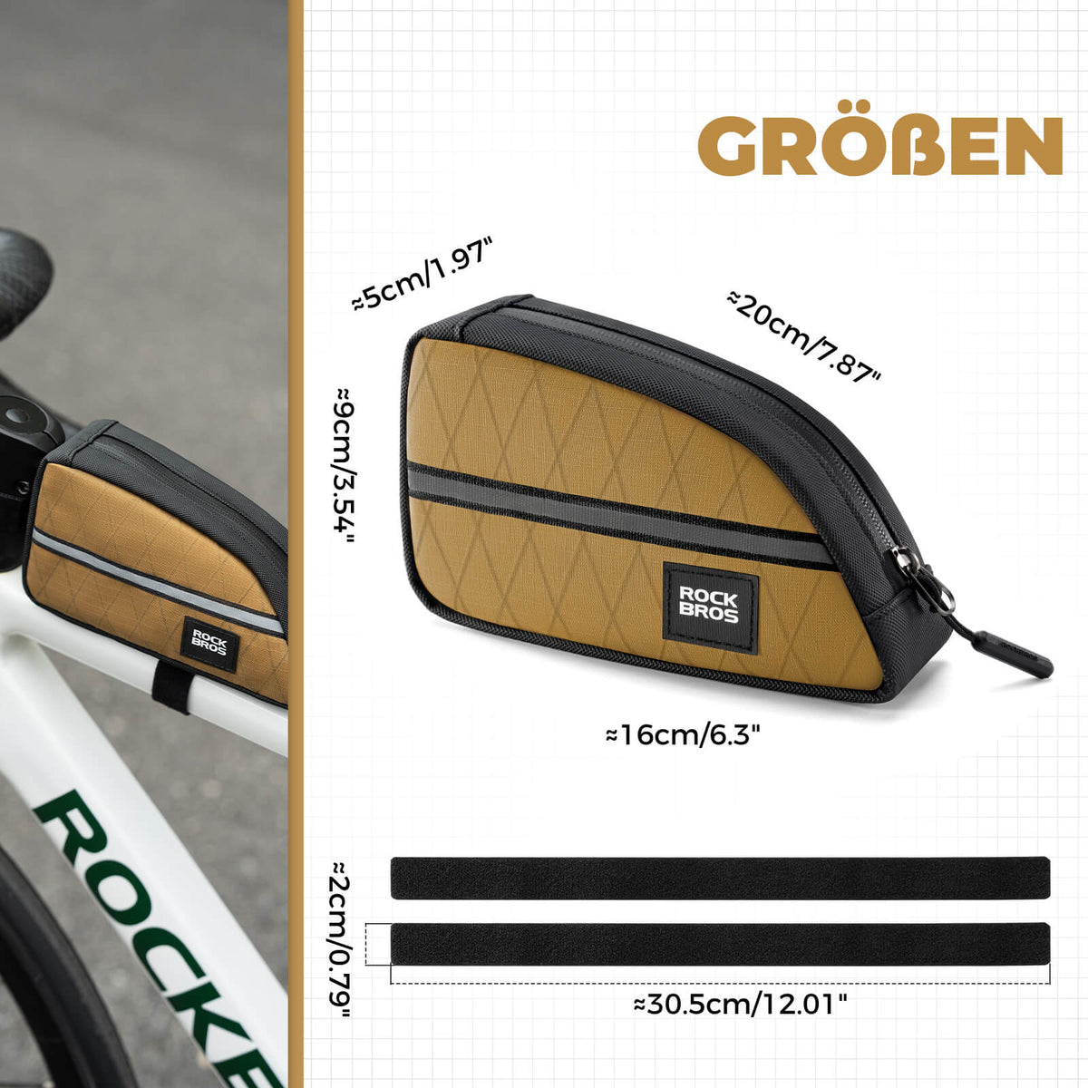 ROCKBROS Sac de tube de selle 0,8L Léger pour vélo pliant