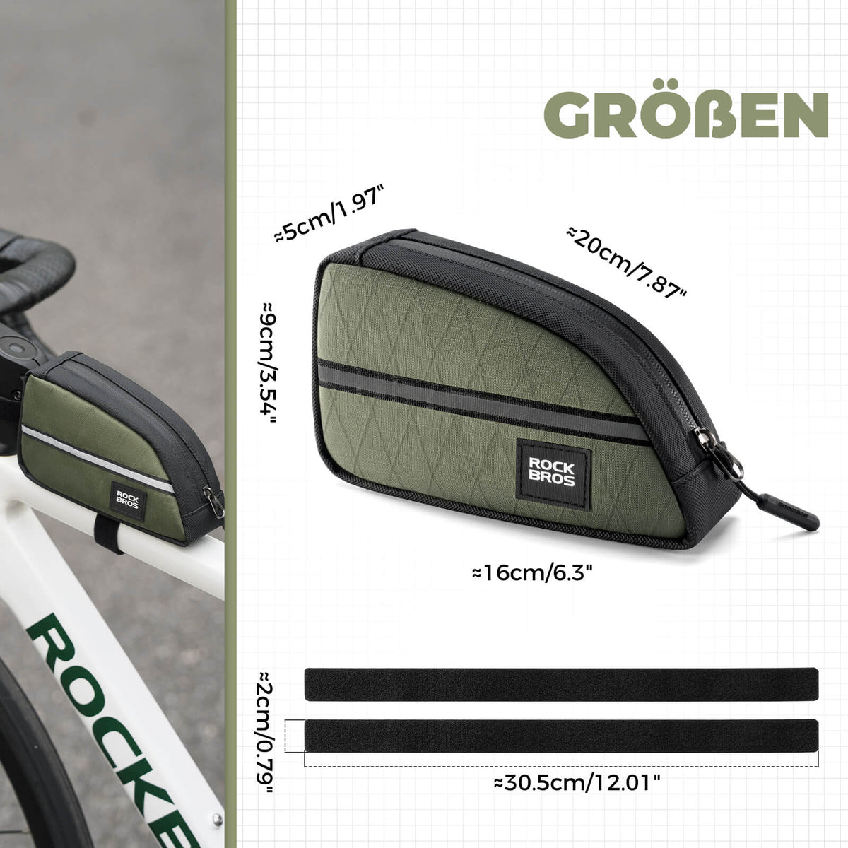 ROCKBROS Sac de tube de selle 0,8L Léger pour vélo pliant